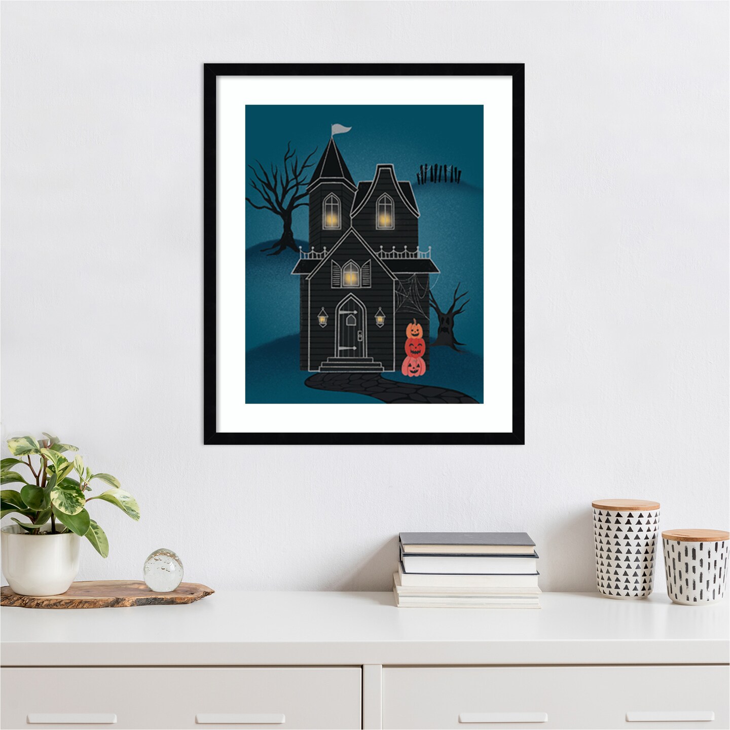 Hometown Halloween II by Softshell Studio Wood Framed Wall Art Print