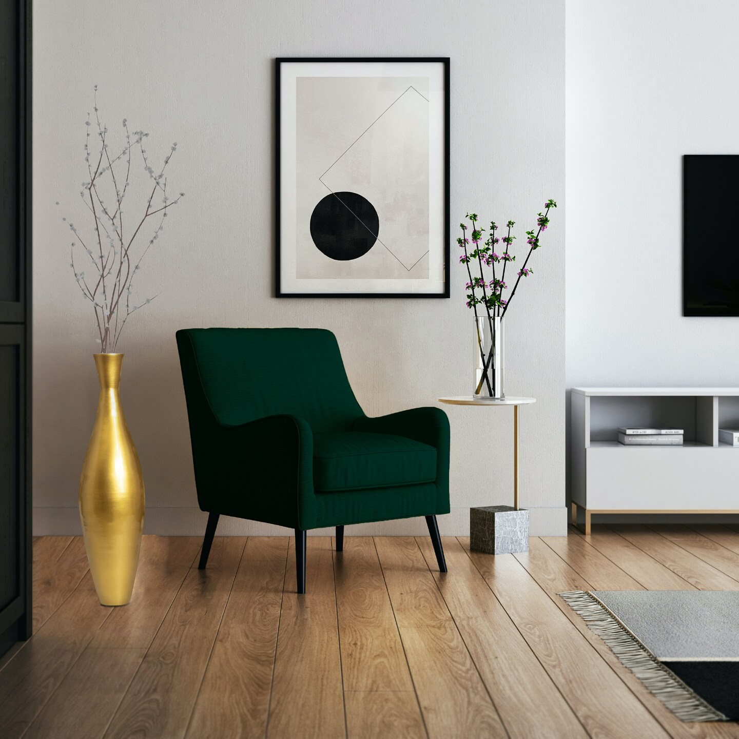 Modern Bamboo Narrow Trumpet Floor Vase - Elegant Home Decoration, Modern Accent Piece, Living Room Decor, Handcrafted Bamboo Art, Contemporary Interior Design, Unique Tall Vase, Set of 3