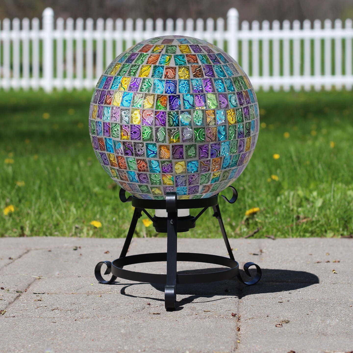 Northlight Mosaic Window Pane Outdoor Garden Gazing Ball - 10&#x22; - Multi-Color