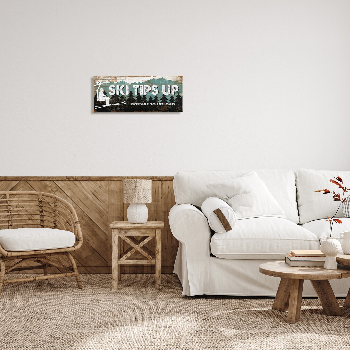 Stupell Industries Winter Rustic Mountain Skiing Canvas Wall Art