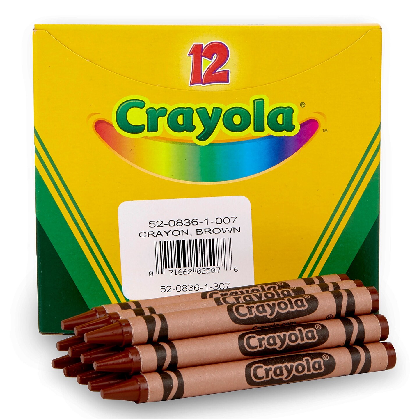 Bulk Crayons, Brown, Regular Size, 12 Count