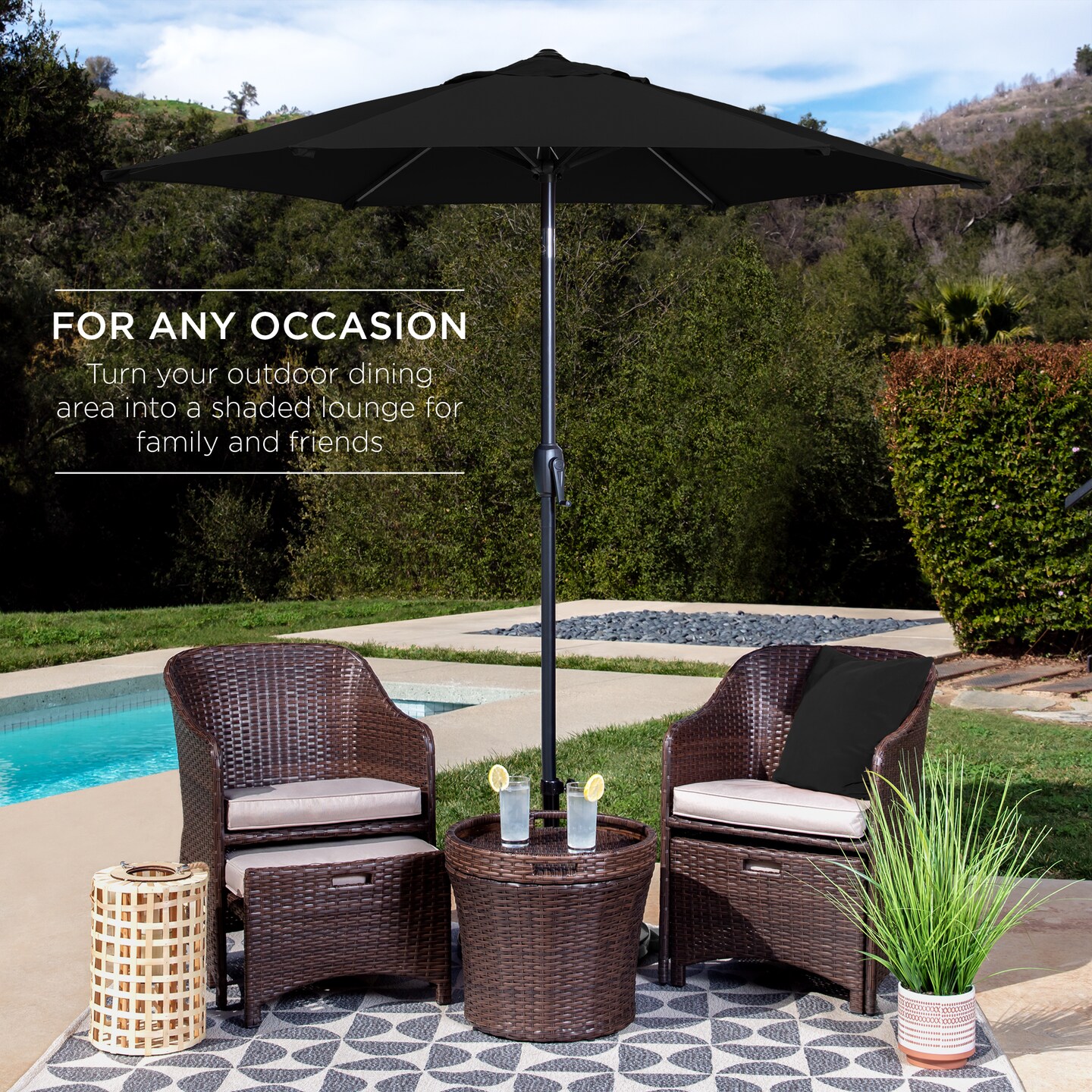 Best Choice Products 7.5ft Heavy-Duty Outdoor Market Patio Umbrella w/ Push Button Tilt, Easy Crank