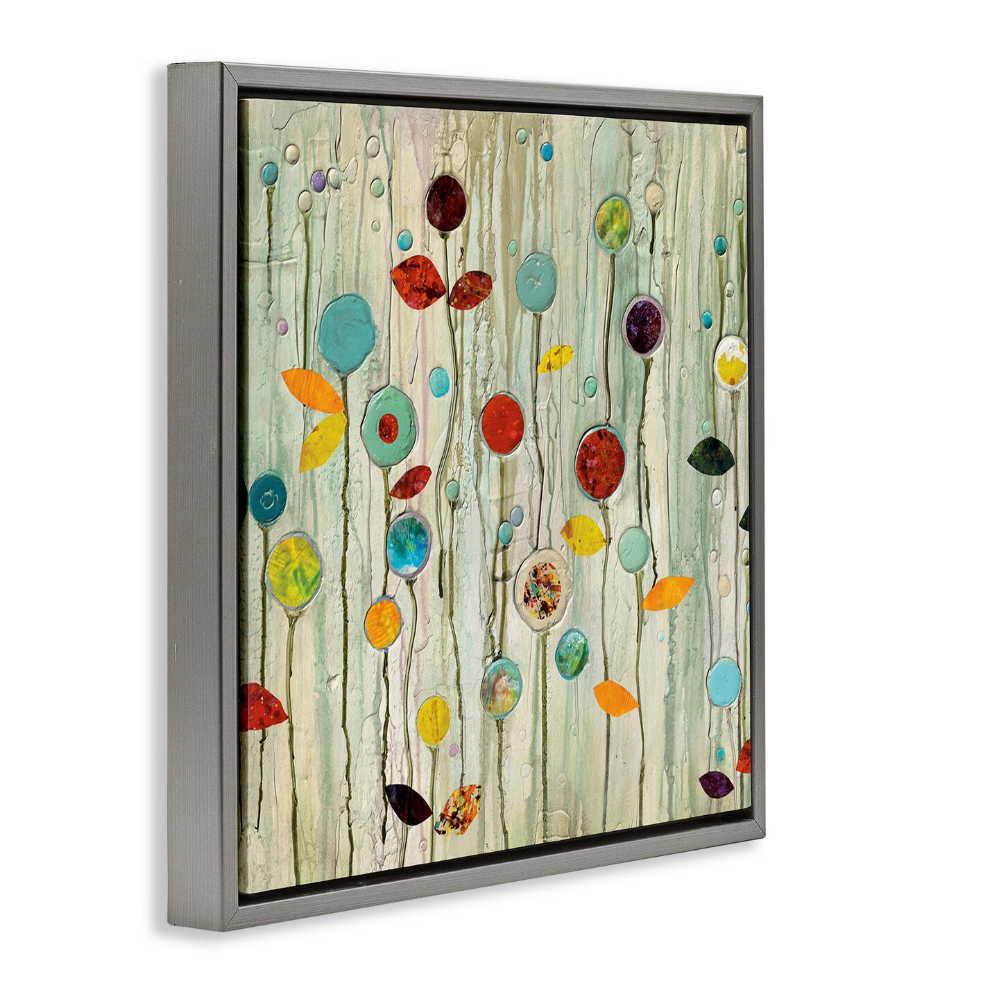Stupell Industries Abstract Whimsical Floral Scene Framed Floater Canvas Wall Art