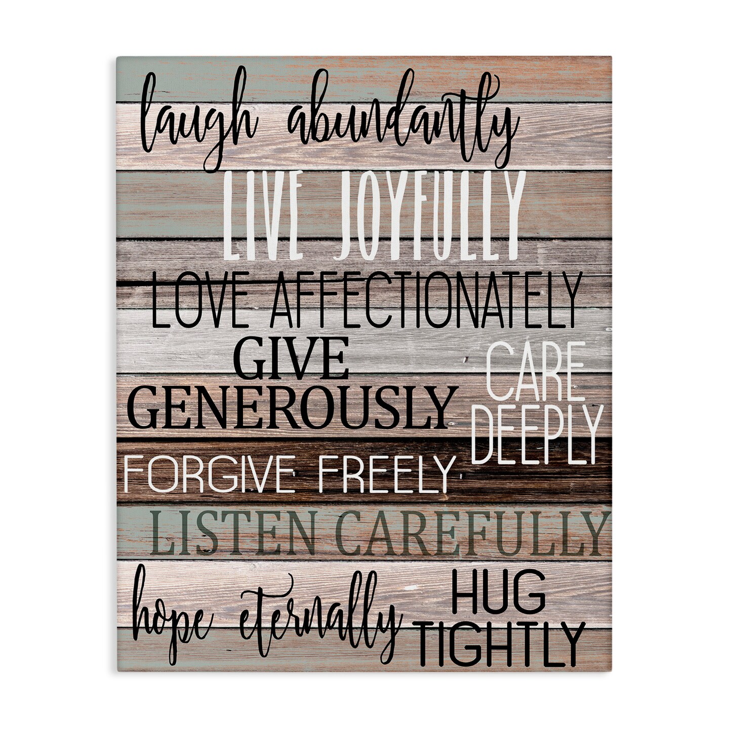 Stupell Industries Rustic Live Joyfully Phrases Canvas Wall Art