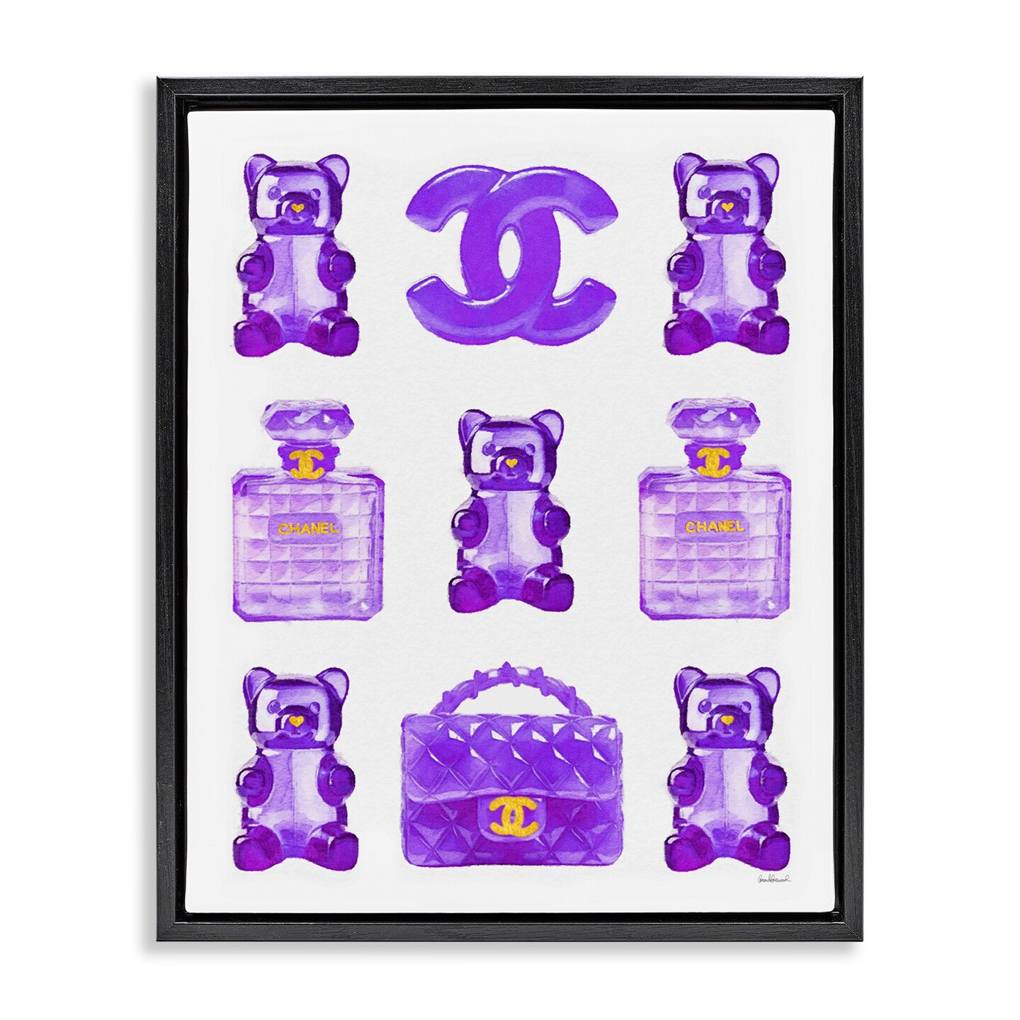 Stupell Industries Purple Glam Gummy Candy Framed Floater Canvas Wall Art