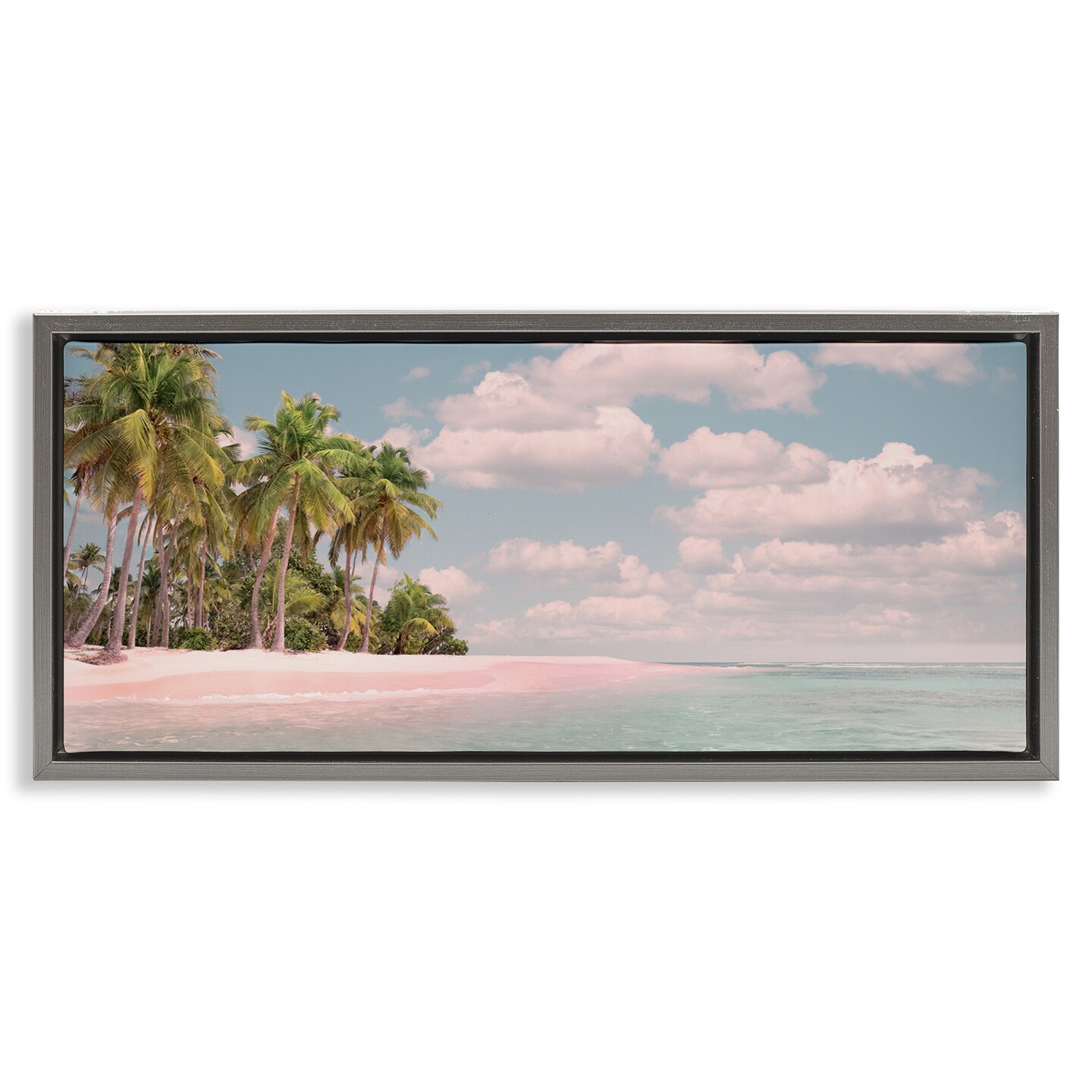 Stupell Industries Clear Water Tropical Beach Coast Framed Floater Canvas Wall Art