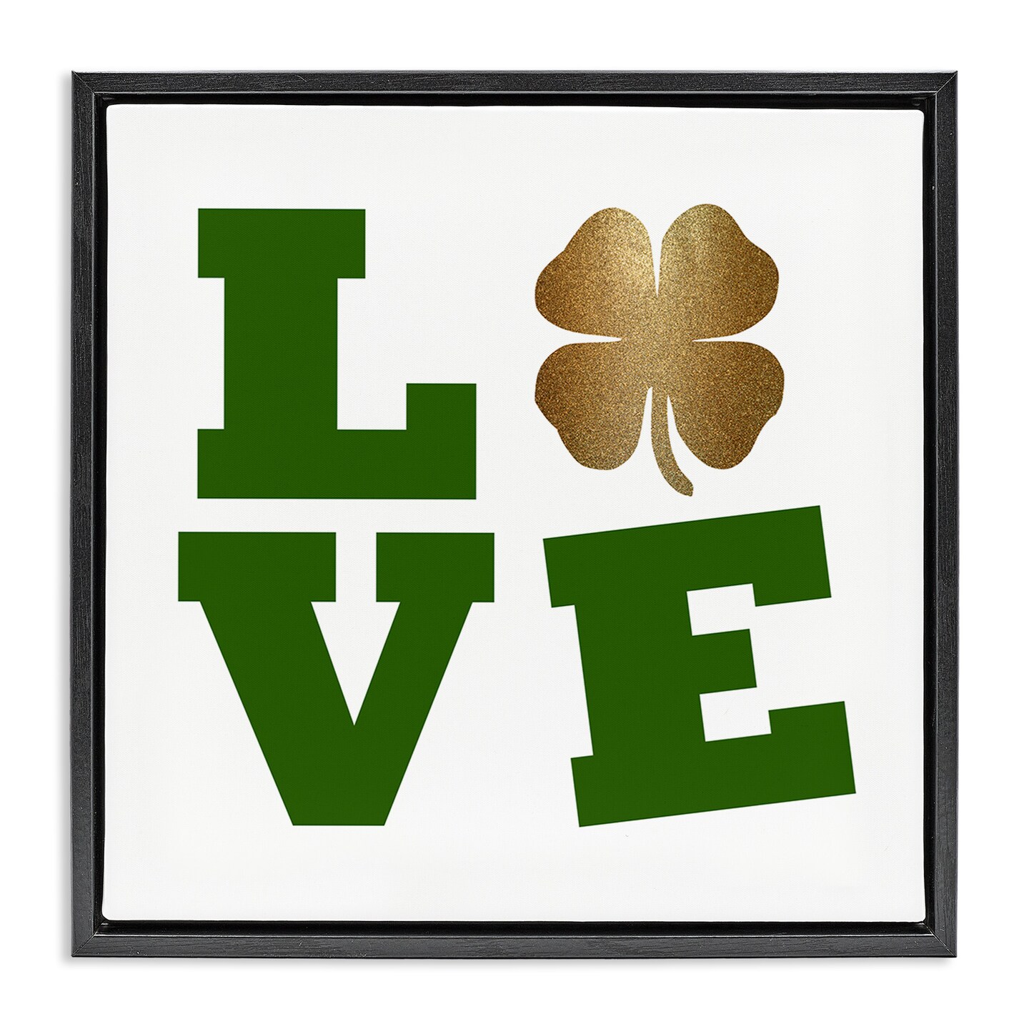 Stupell Industries St Patrick&#x27;s Day Clover Love Framed Floater Canvas Wall Art