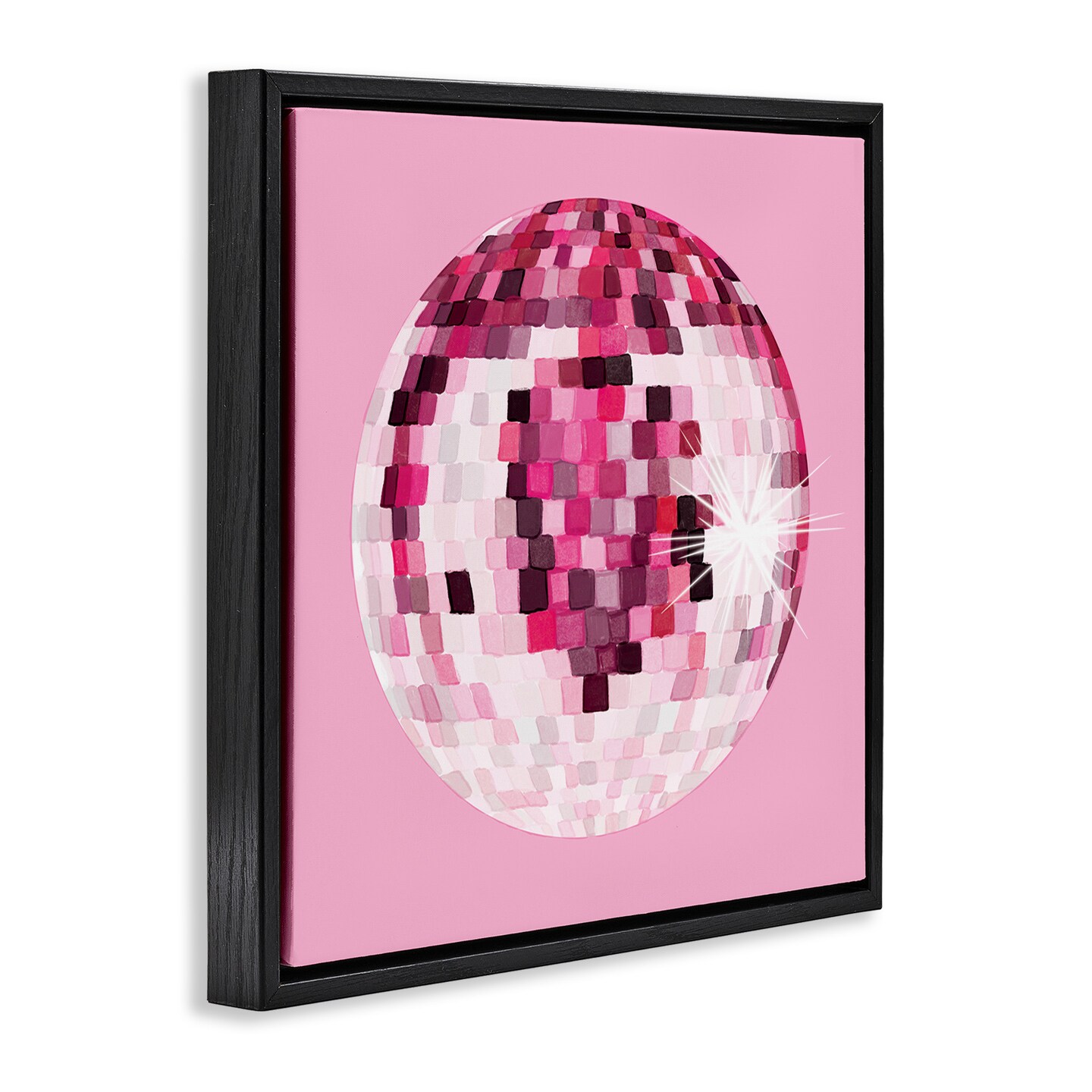 Stupell Industries Dazzling Pink Disco Ball Framed Floater Canvas Wall Art
