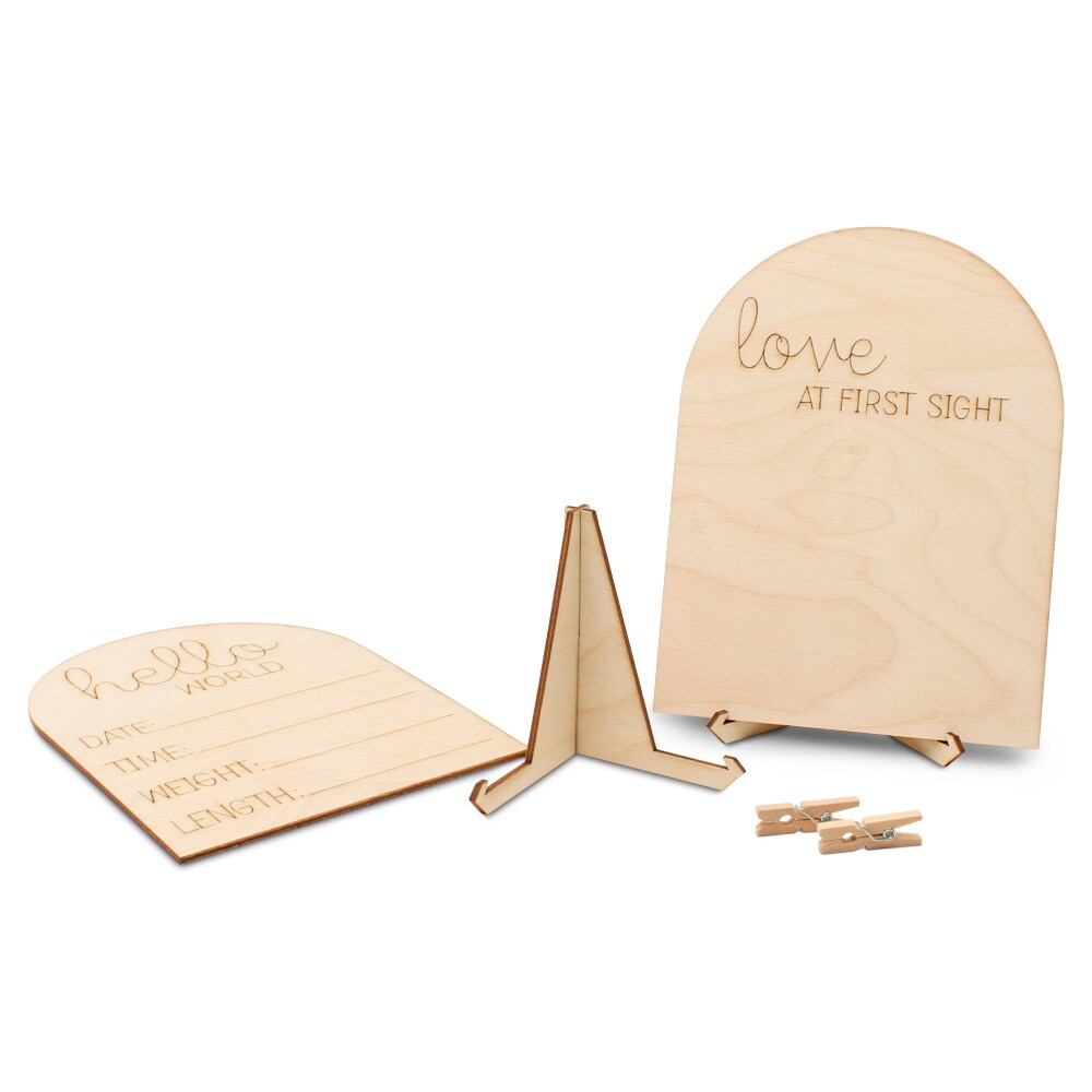 Baby Announcement Sign & Ultrasound Picture Frames Kit 8”, Nursery | Woodpeckers