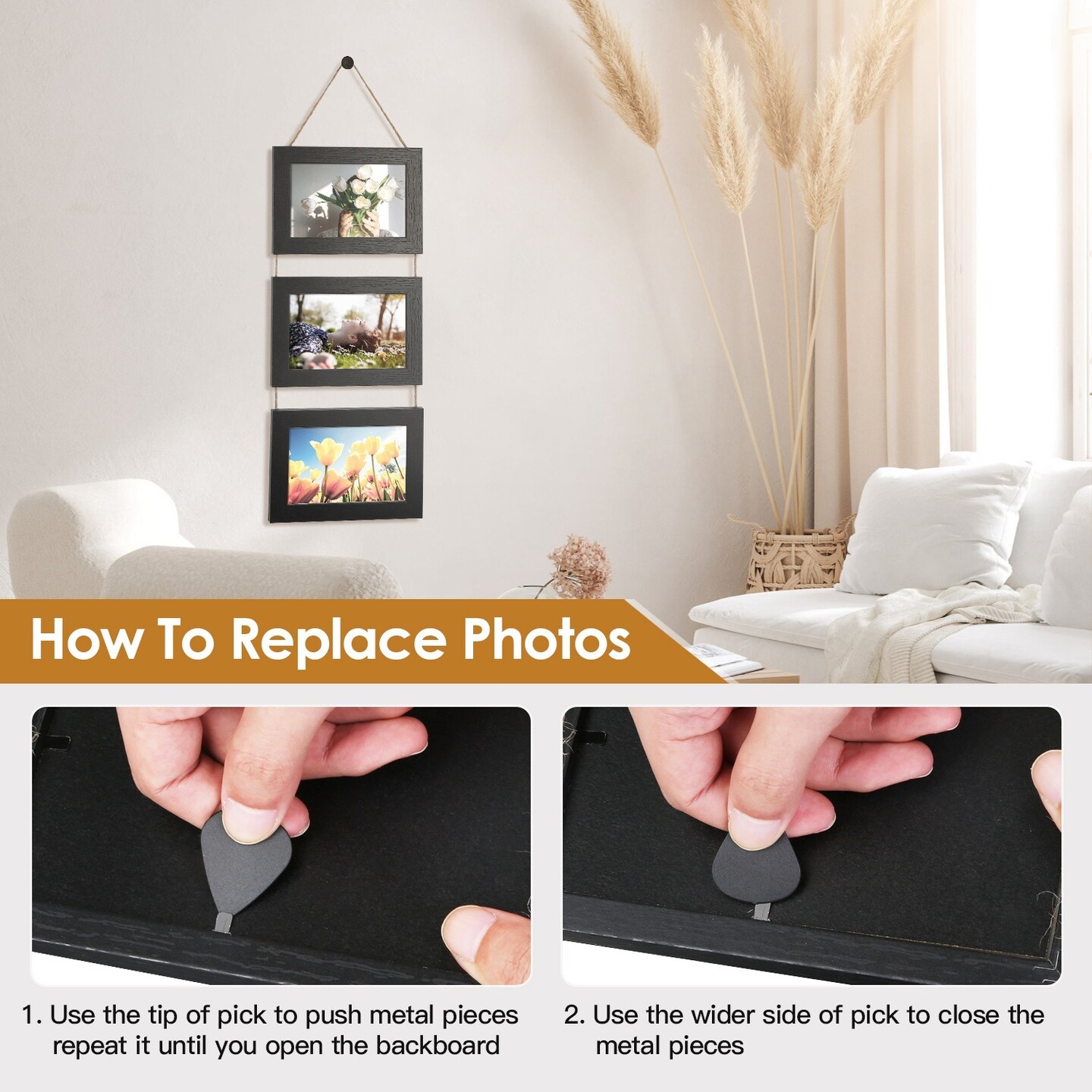 Wall Hanging Picture Collage Frame Wall Decor Without Mat Rustic Style Wood Photo Frame Display