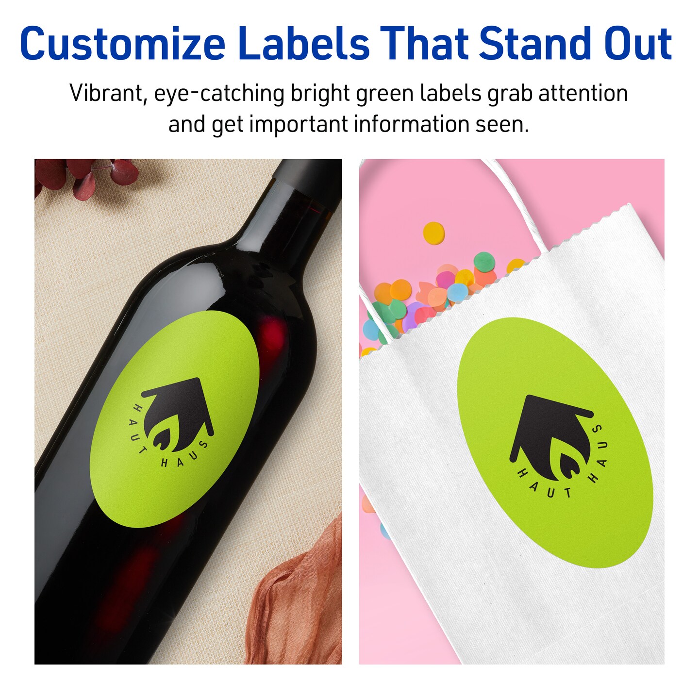 Avery Bright Green Paper Labels, 4&#x22; x 6&#x22; Oval