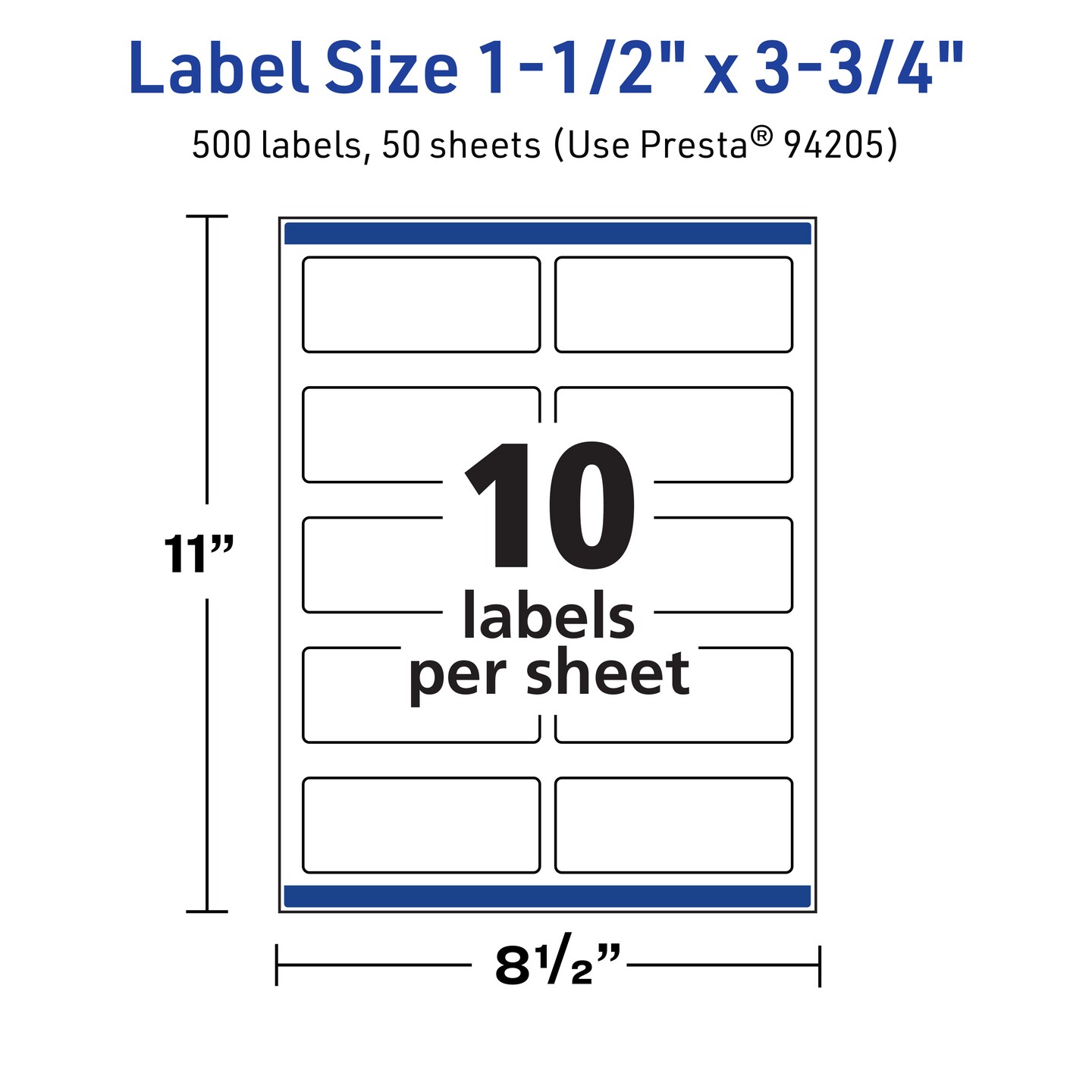 Avery TrueBlock Matte White Paper Labels,  1-1/2&#x22; x 3-3/4&#x22; Rectangle