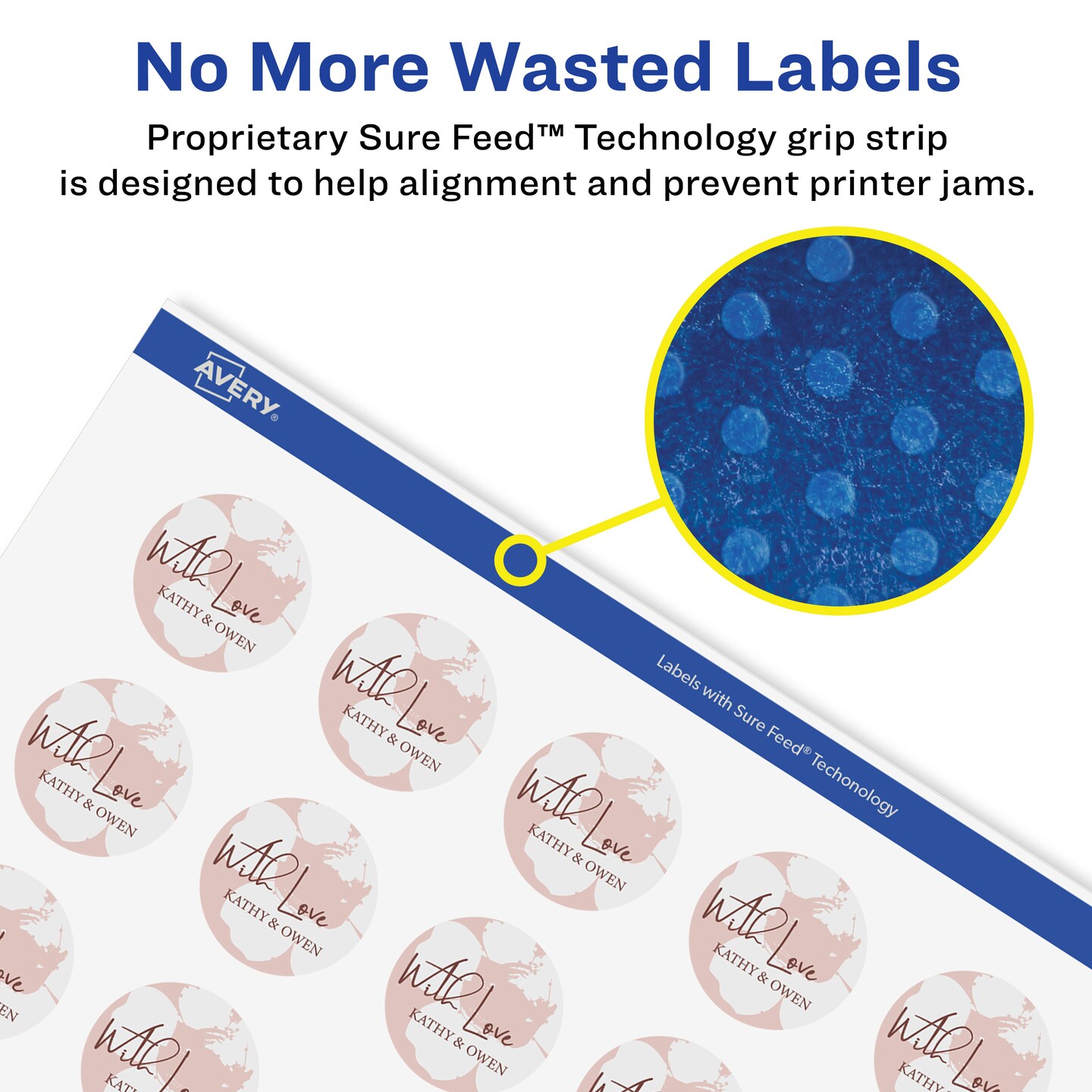 Avery Durable Waterproof Round Labels with Sure Feed, .5&#x22; diameter