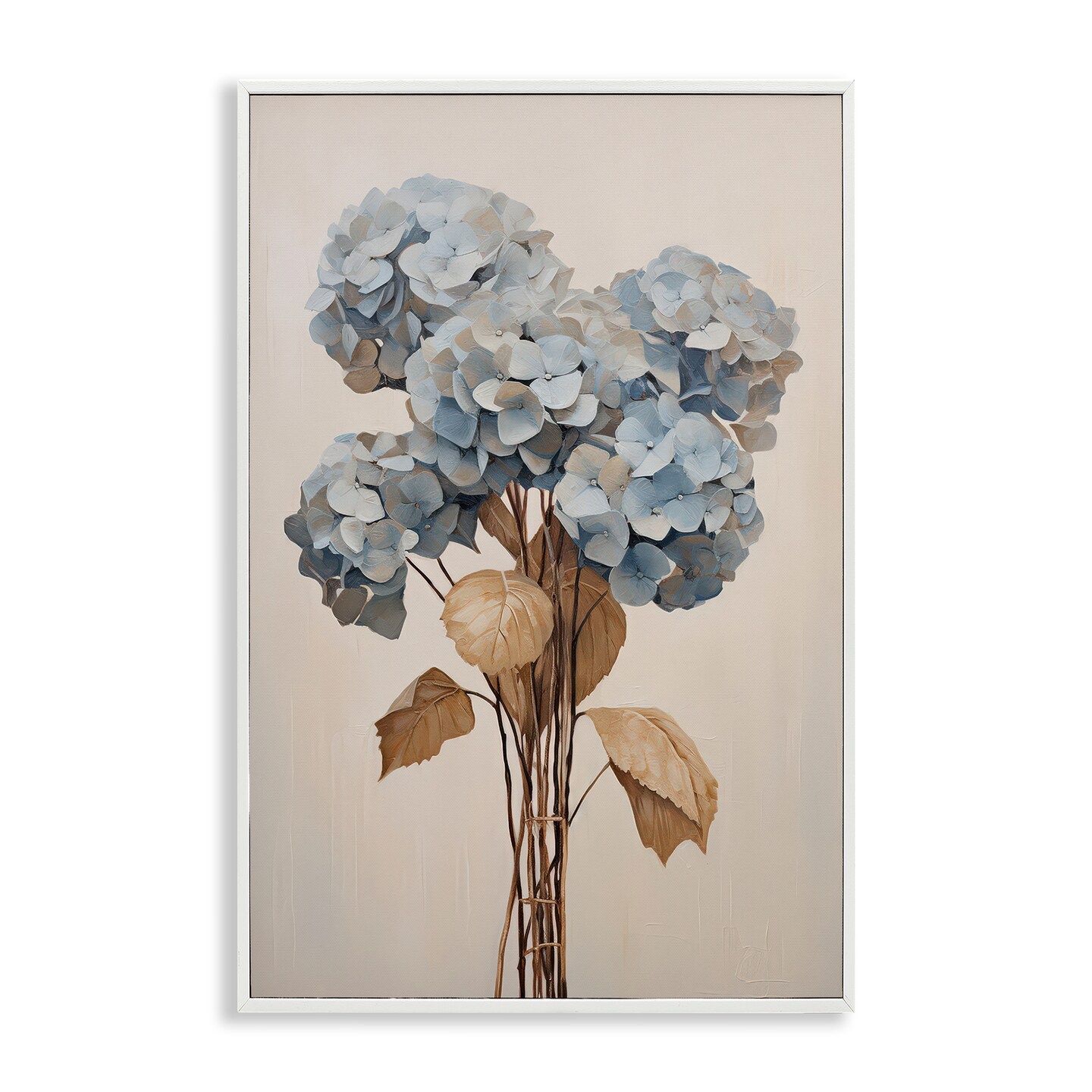 Stupell Industries Vintage Blue Hydrangea Framed Giclee Wall Art Design by Petals Prints Design