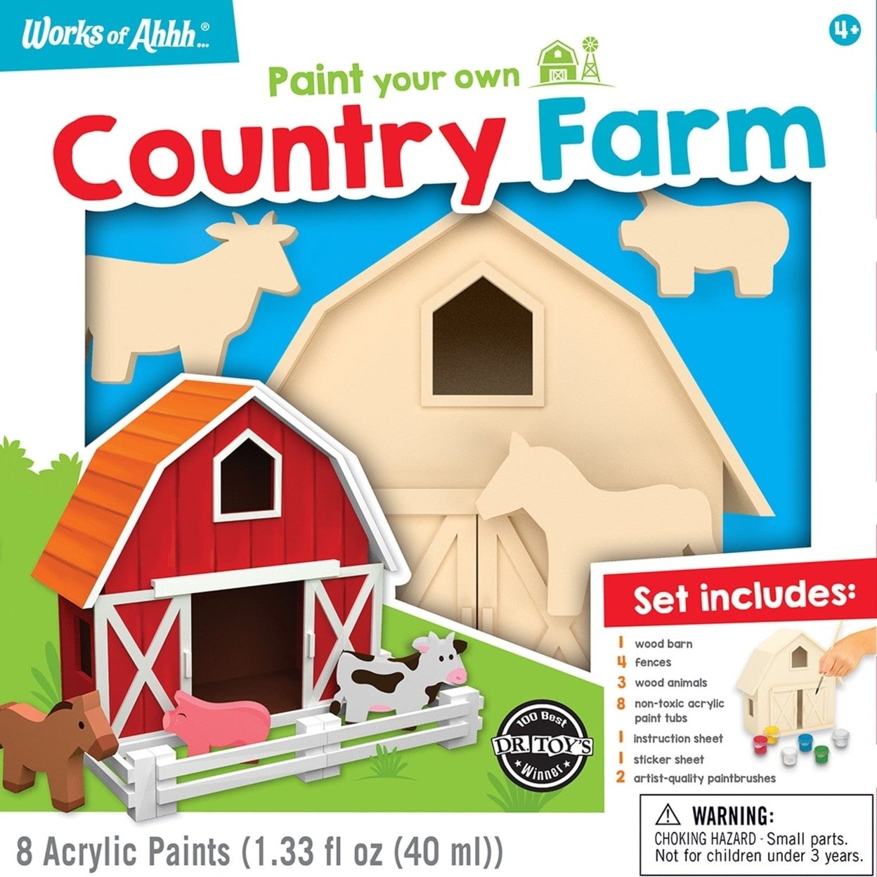 Country Farm Wood Craft And Paint Kit Real Wood Art Set For Kids 12 Pieces