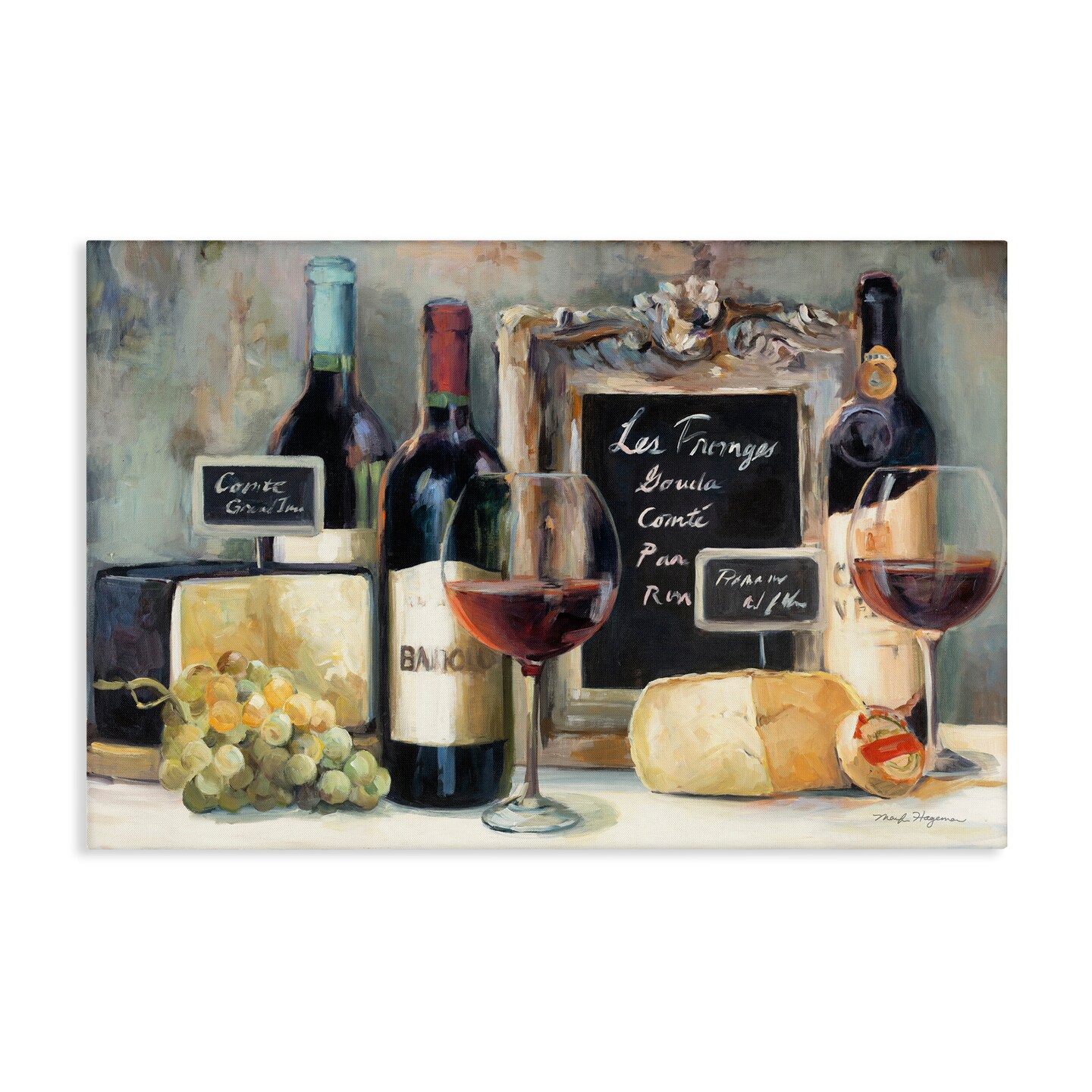 Stupell Industries Parisian Wine &#x26; Cheese Canvas Wall Art Design by Marilyn Borglum