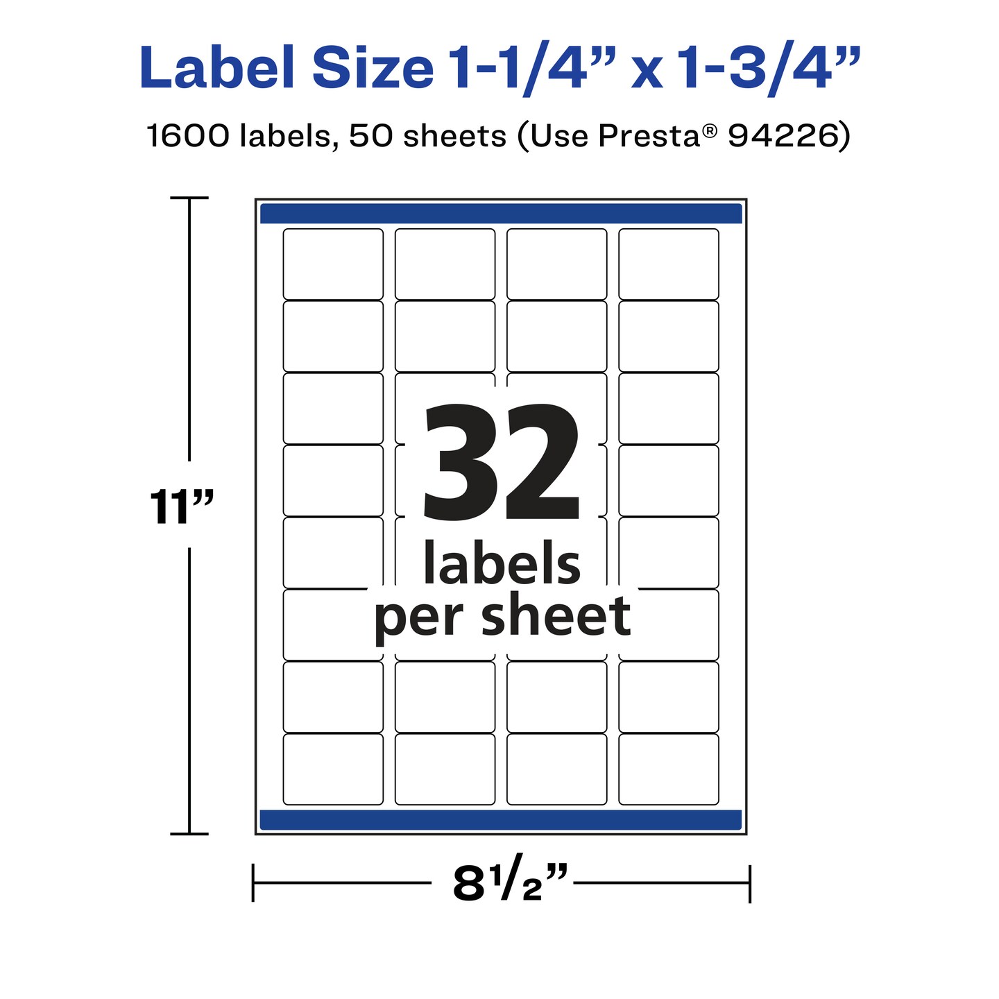 Avery Matte White Rectangle Labels, 1.25&#x22; x 1.75&#x22;