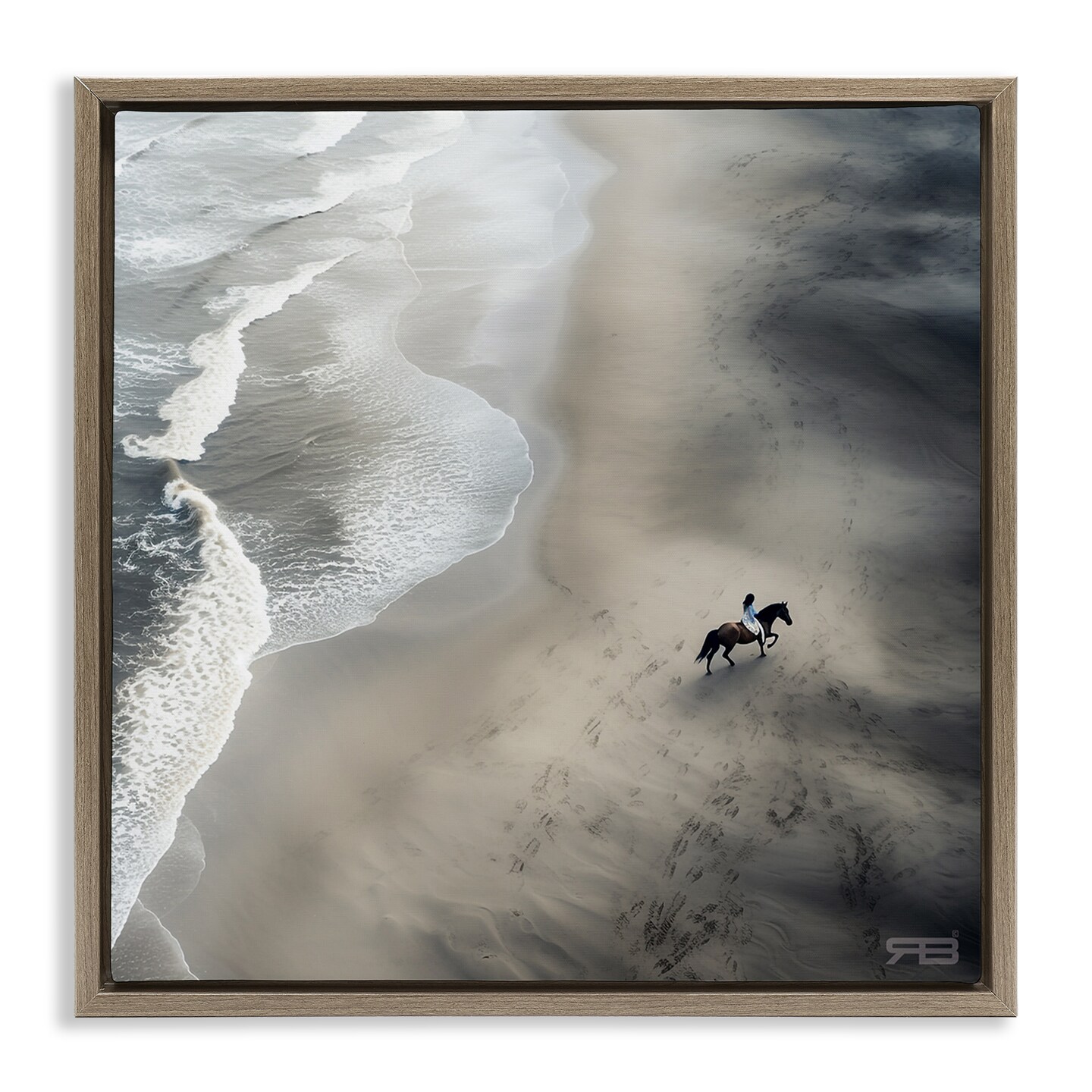 Stupell Industries Aerial Beach View Horse Framed Floater Canvas Wall Art Design by RB