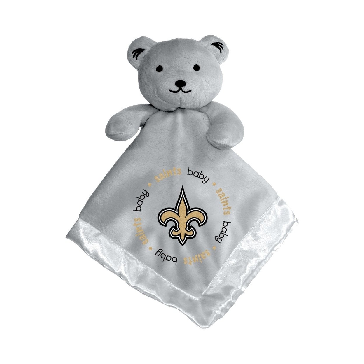 Orleans Saints Gray Security Bear Plush 14X14 Soft Satin Lining Buddy