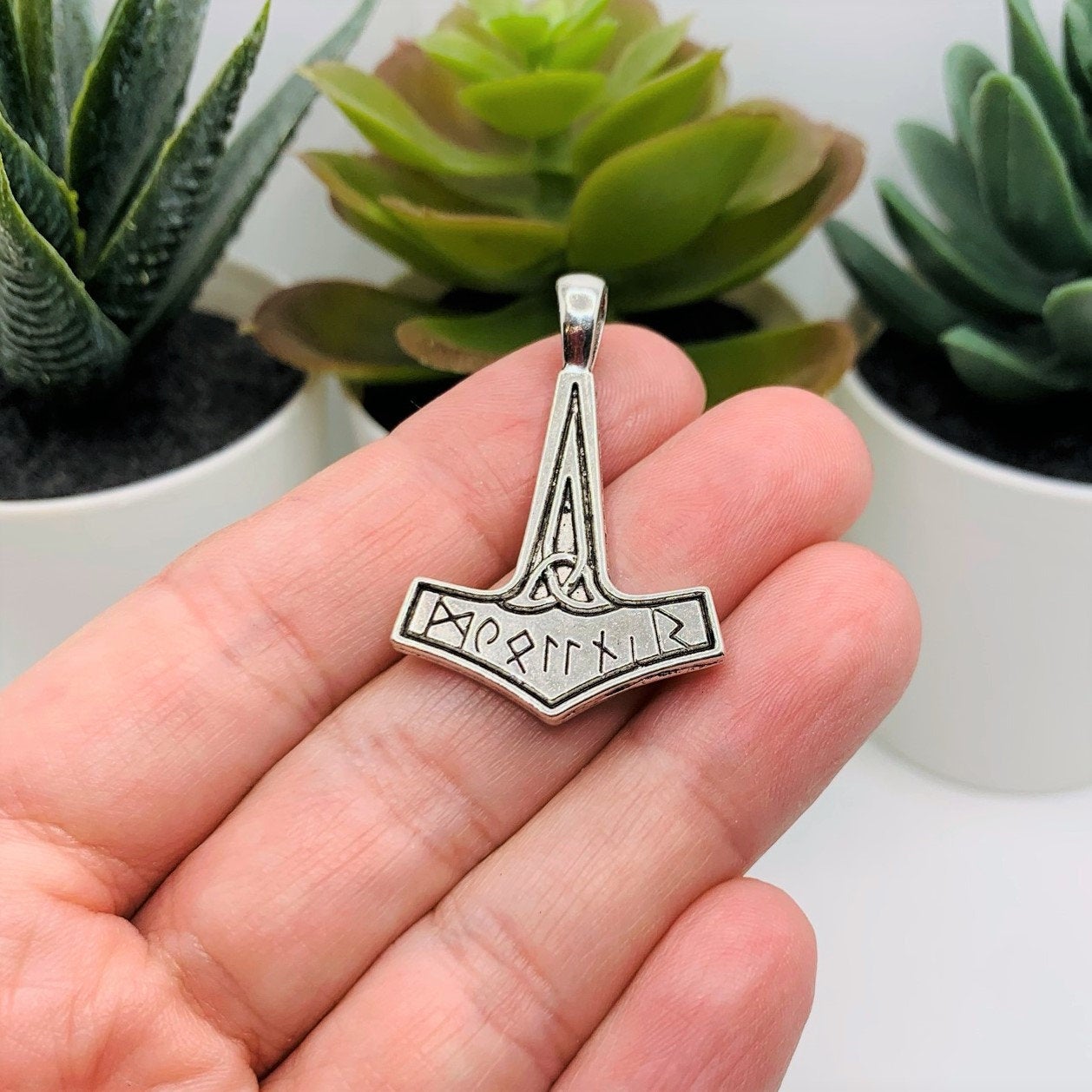 4, 20 or 50 Pieces: Silver Mjolnir Thor Hammer 3D Charms