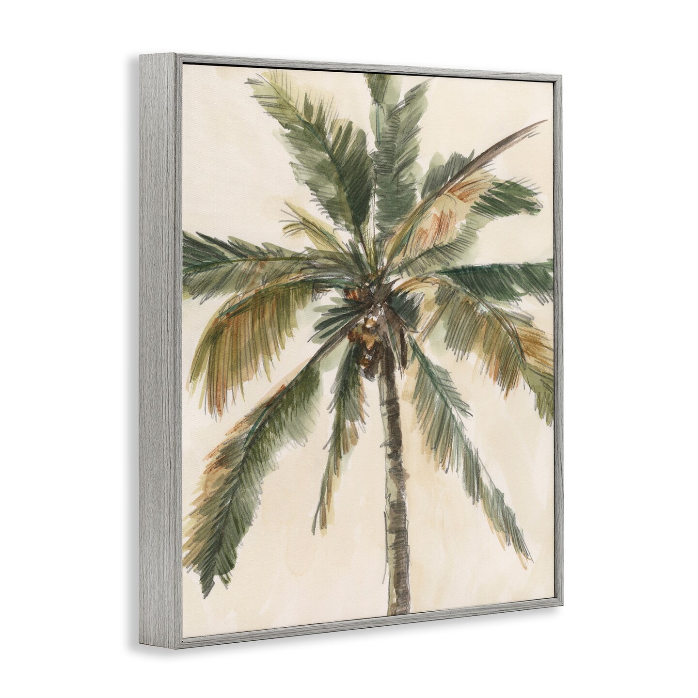 Stupell Industries Palm Tree on Beige Framed Giclee Wall Art Design by Ethan Harper