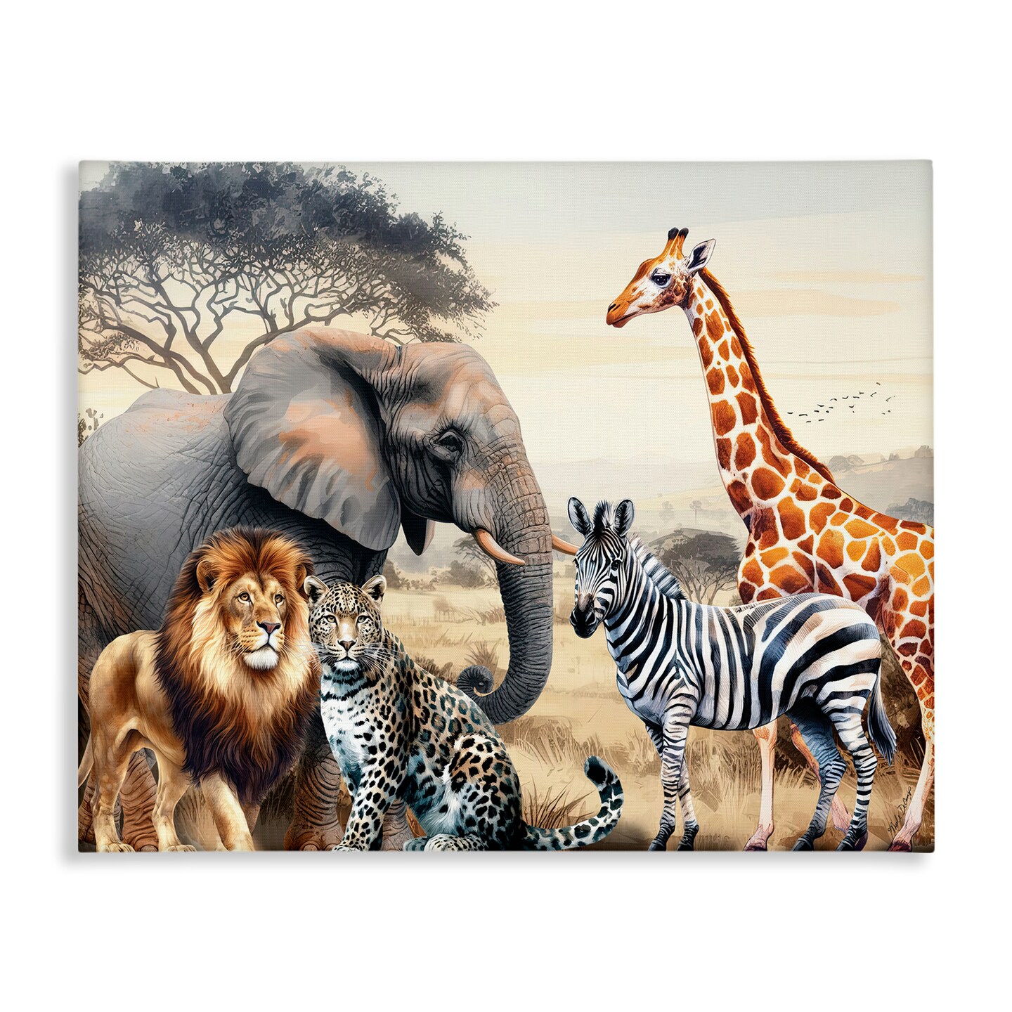 Stupell Industries Grouped Jungle Animals Canvas Wall Art Design by Nicole DeCamp
