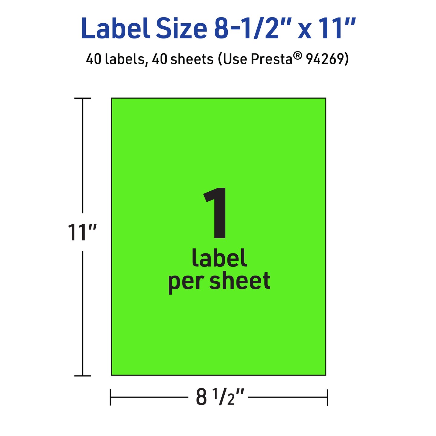 Avery Neon Green Sticker Paper, 8.5&#x22; x 11&#x22; Rectangle