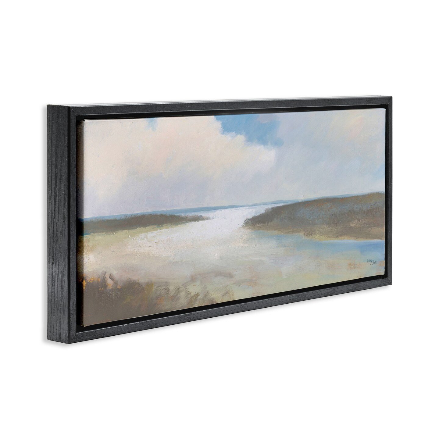 Stupell Industries Soft Coastal Shore Framed Floater Canvas Wall Art Design by Wellington Studio