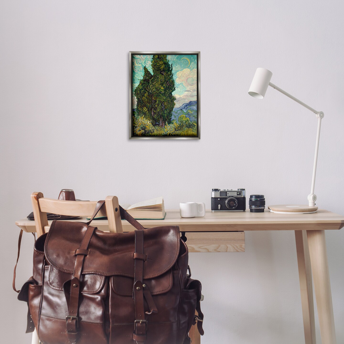 Stupell Industries Van Gogh Cypress Landscape Framed Floater Canvas Wall Art Design by one1000paintings