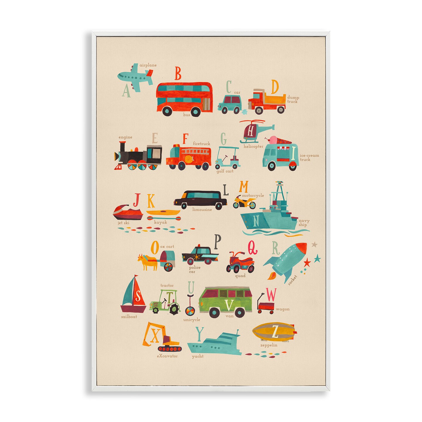 Stupell Industries Varied Transportation Alphabet Framed Giclee Wall ...