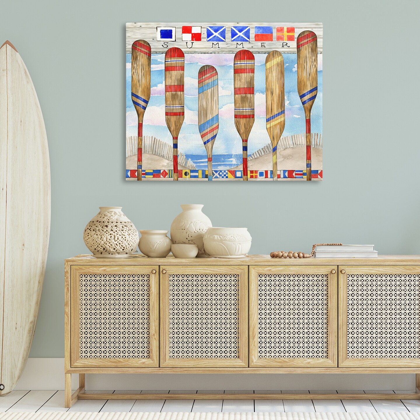 Stupell Industries Nautical Flags &#x26; Paddles Canvas Wall Art Design by Ronnie Rooney