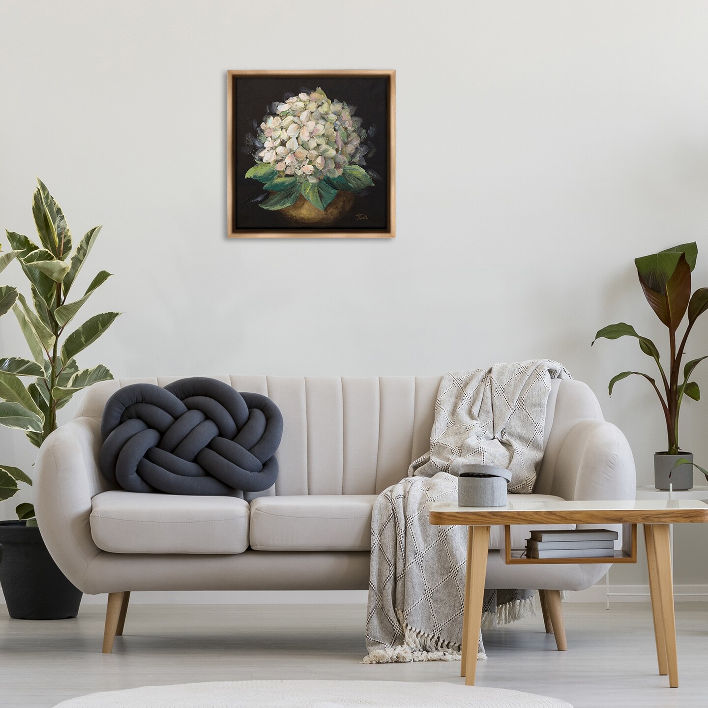 Stupell Industries Potted Hydrangea Plant Framed Floater Canvas Wall Art Design by Patricia Pinto