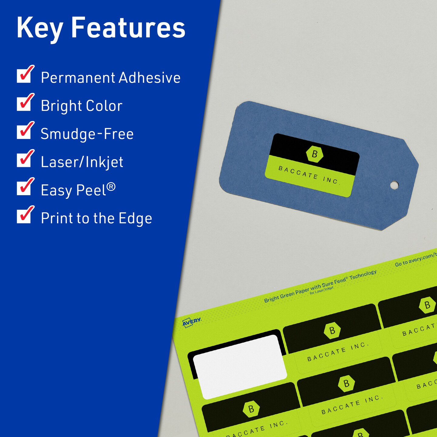 Avery Bright Green Paper Labels, 0.75&#x22; x 3.5&#x22; Rectangle