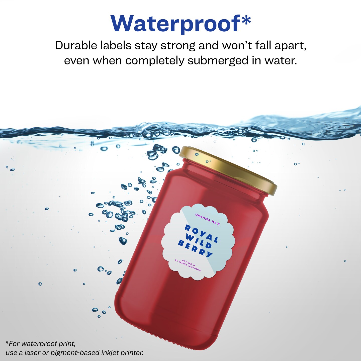 Avery Durable Waterproof Round Scalloped Labels with Sure Feed, 2.5&#x22; diameter