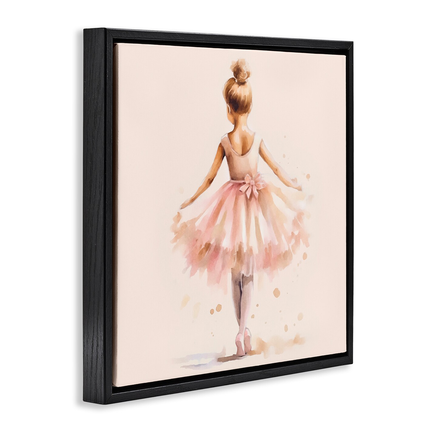 Stupell Industries Stepping Ballerina in Tutu Framed Floater Canvas Wall Art Design by Andrea Haase