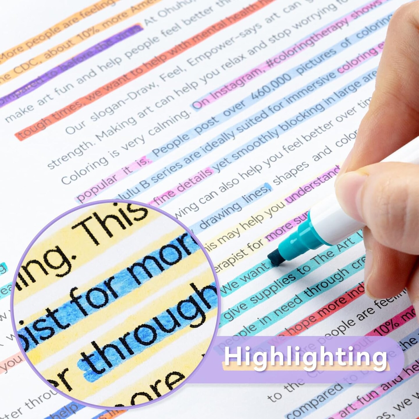 Ohuhu Markers Highlighters 16 Pack 32 Colors Dual Tips Double Colors Chisel &#x26; Fine Water-Based Highlighters Assorted Colors for Journaling Office School Supplies Bible Note Taking