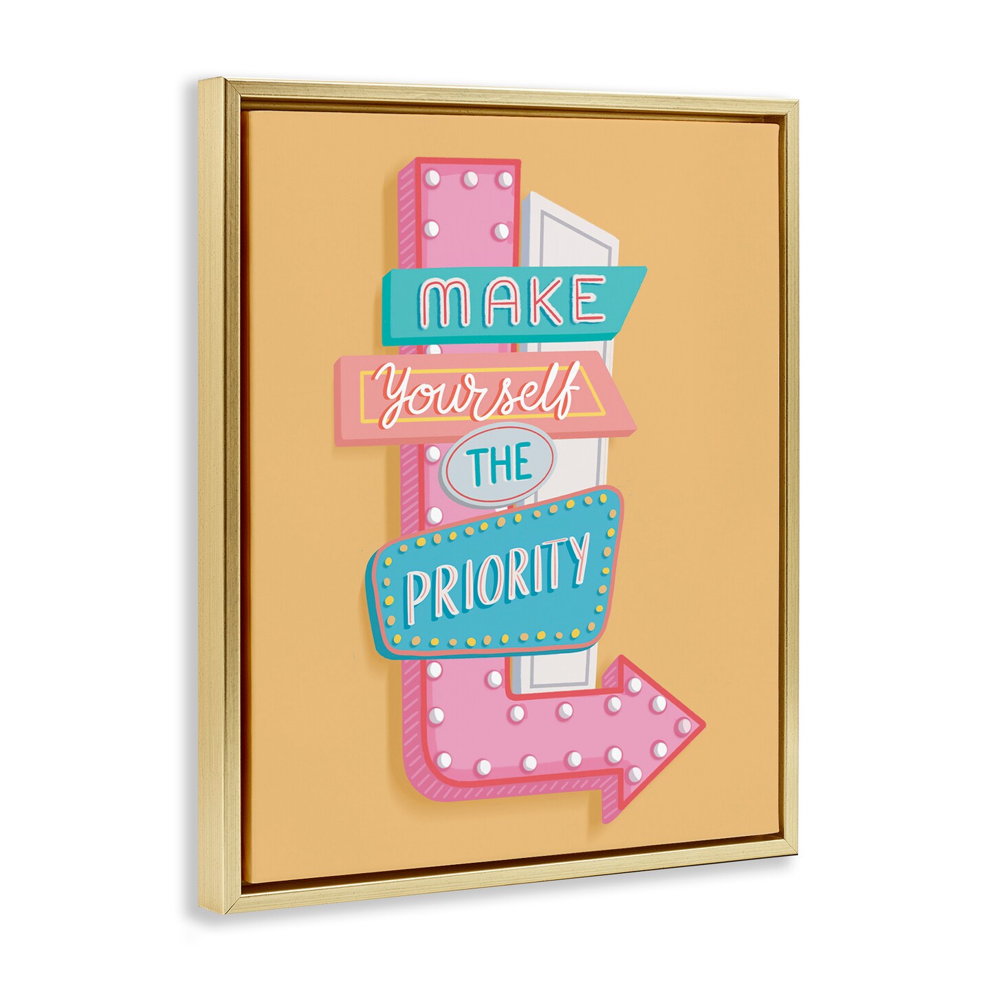 Stupell Industries Make Yourself The Priority Framed Floater Canvas Wall Art Design by Nancy McKenzie