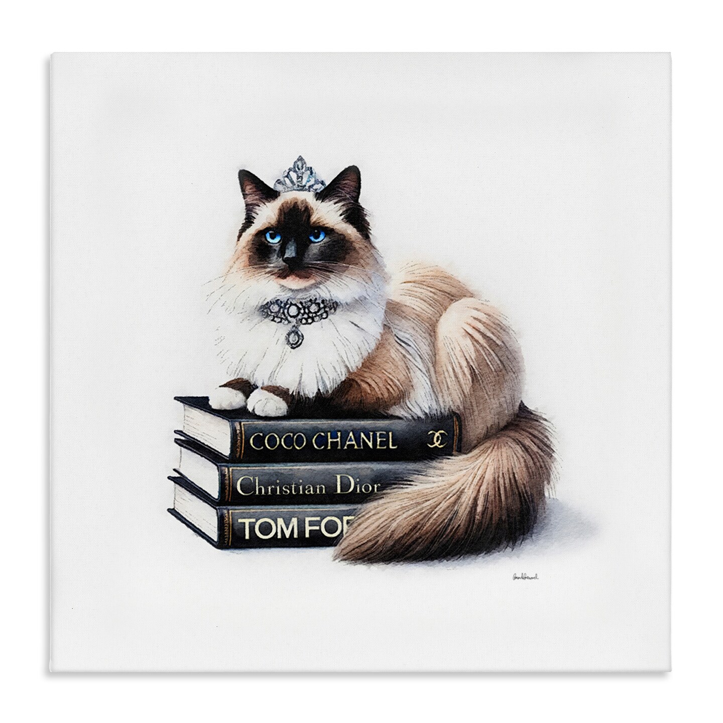 Stupell Industries Elegant Glam Cat & Books Canvas Wall Art Design by Amanda Greenwood