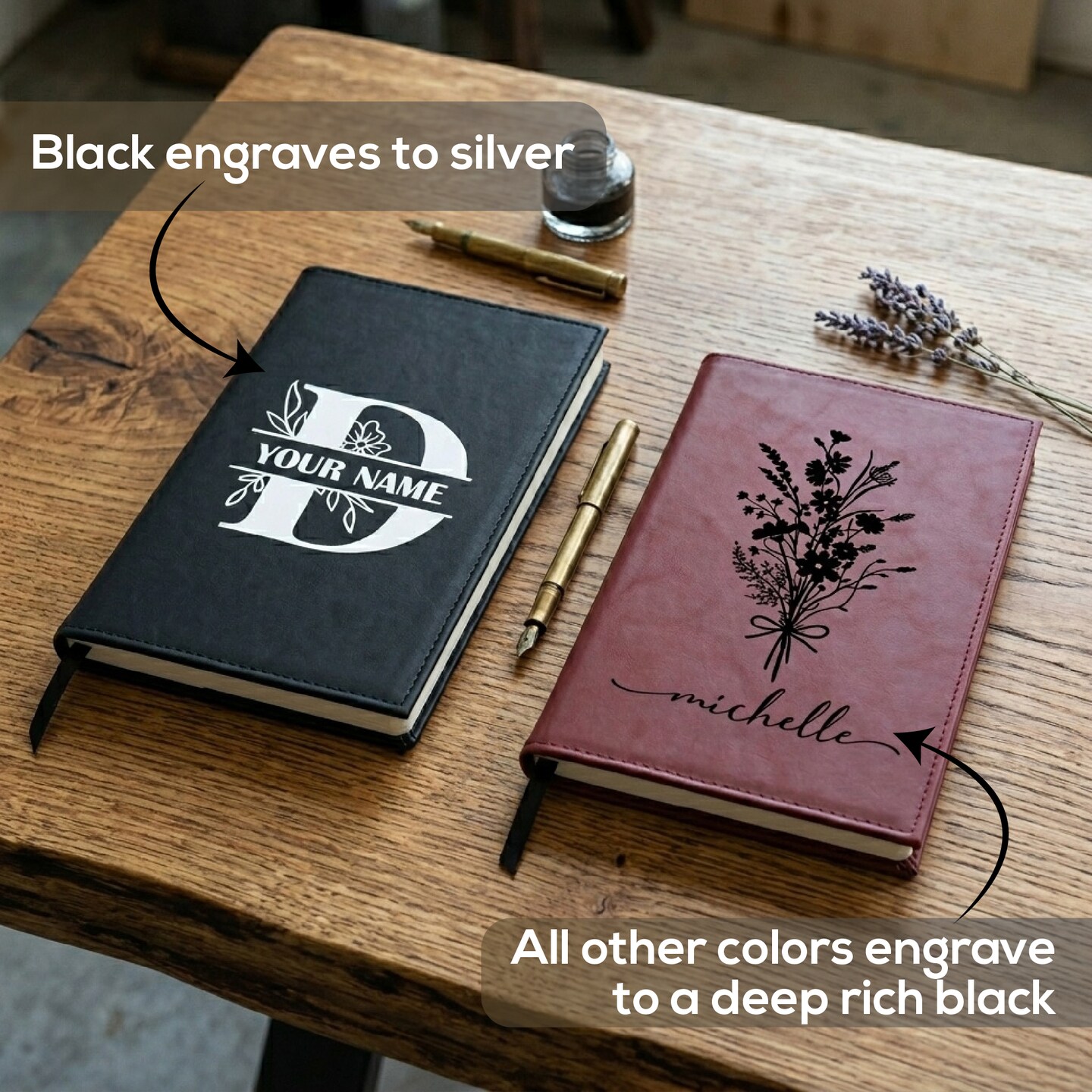 MakerFlo Laserette™ Journal Notebook – Pack of 12 Engravable and Refillable Vegan Leather Journal with Lined Pages and Gift Box, Wholesale & Bulk