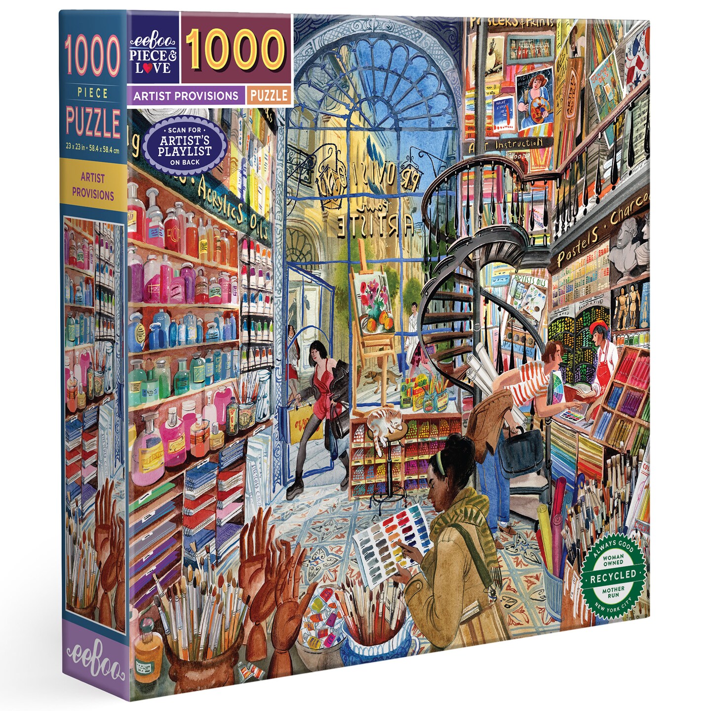 eeBoo Piece & Love: Artist Provisions - 1000 Piece Puzzle - Adult Square Jigsaw, 23x23", Includes Image Reference Insert, Glossy High-Quality Pieces