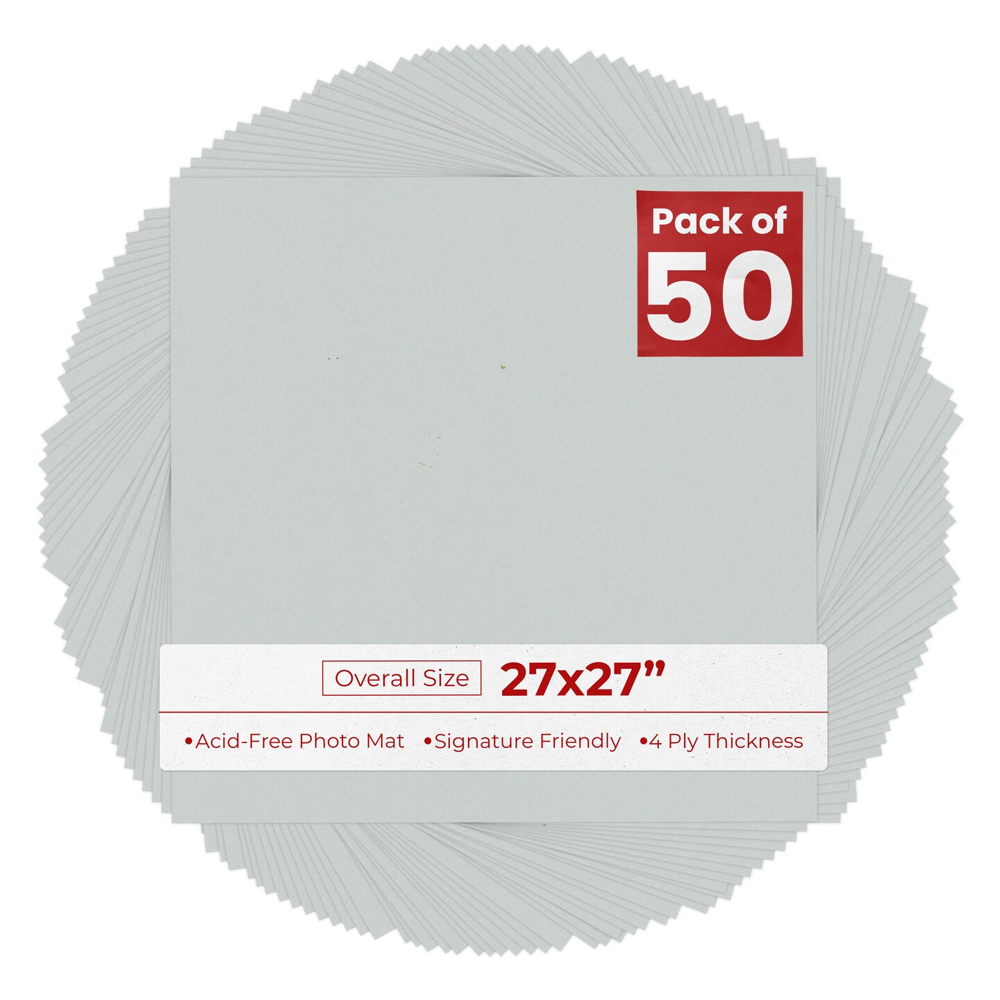 Gray 27x27 Uncut Mat Board - Blank Sheets, No Opening, Color: Grey ...