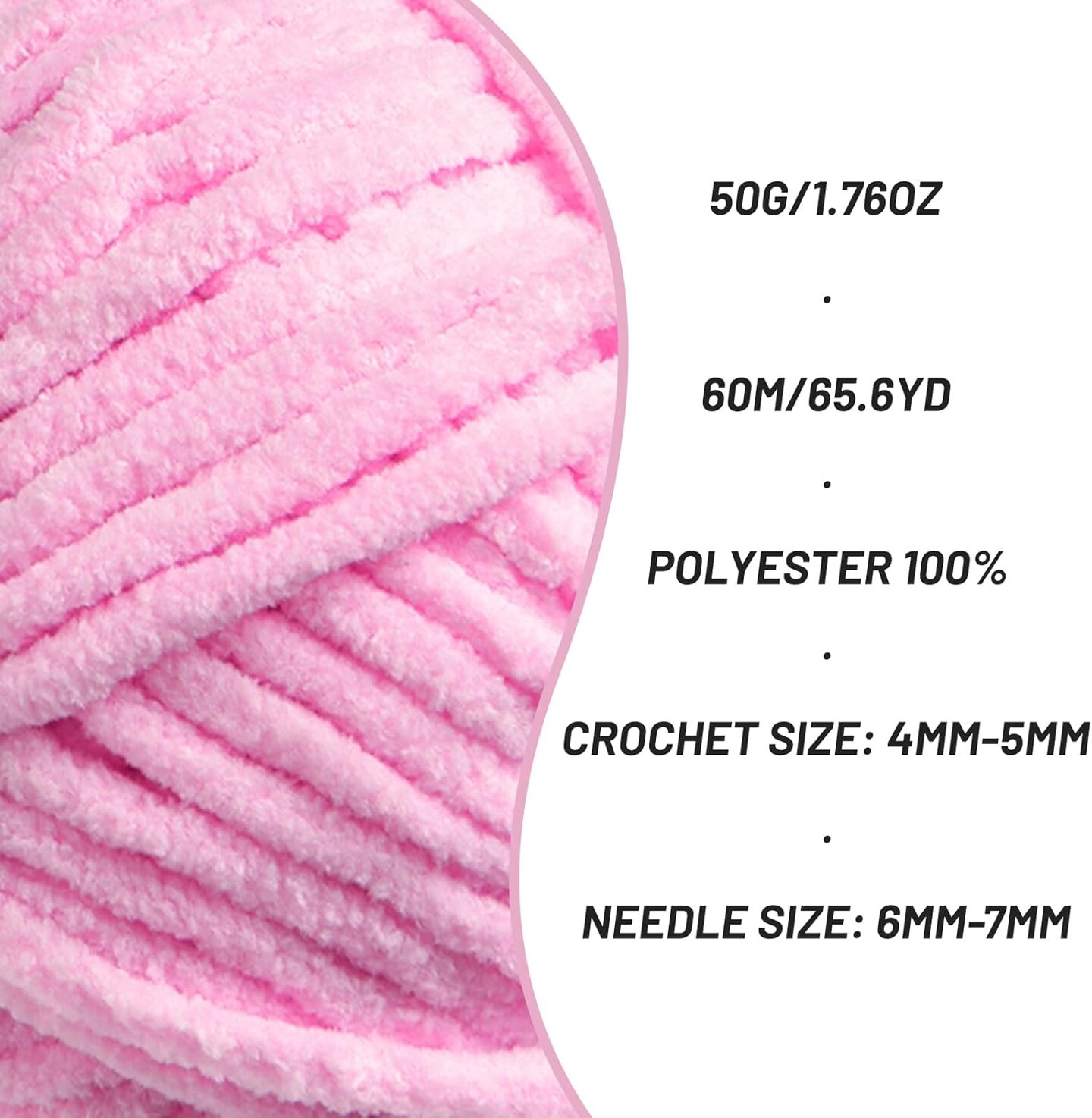 3 Packs Plush Chenille Chunky Crochet Yarn - Dark Pink