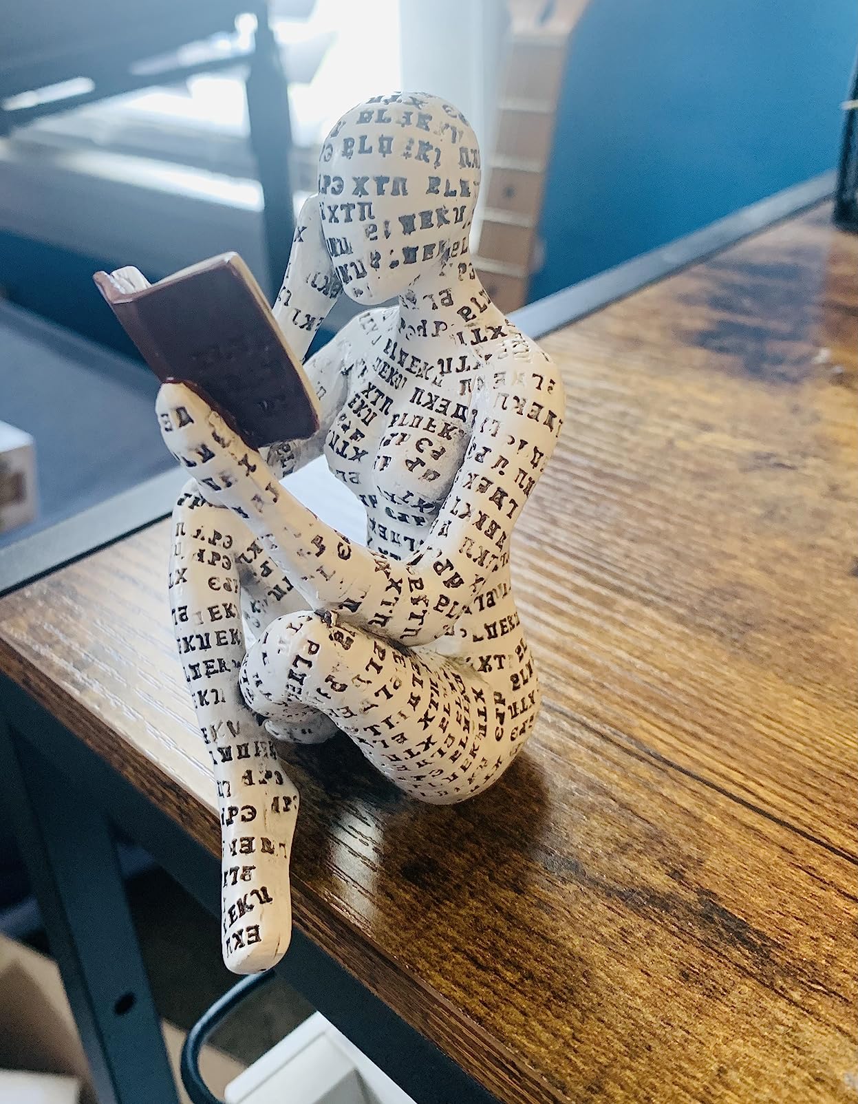 Modern Reading Woman Figurine Home Decor Abstract Thinker Statue for Office, Living Room, Book Shelf