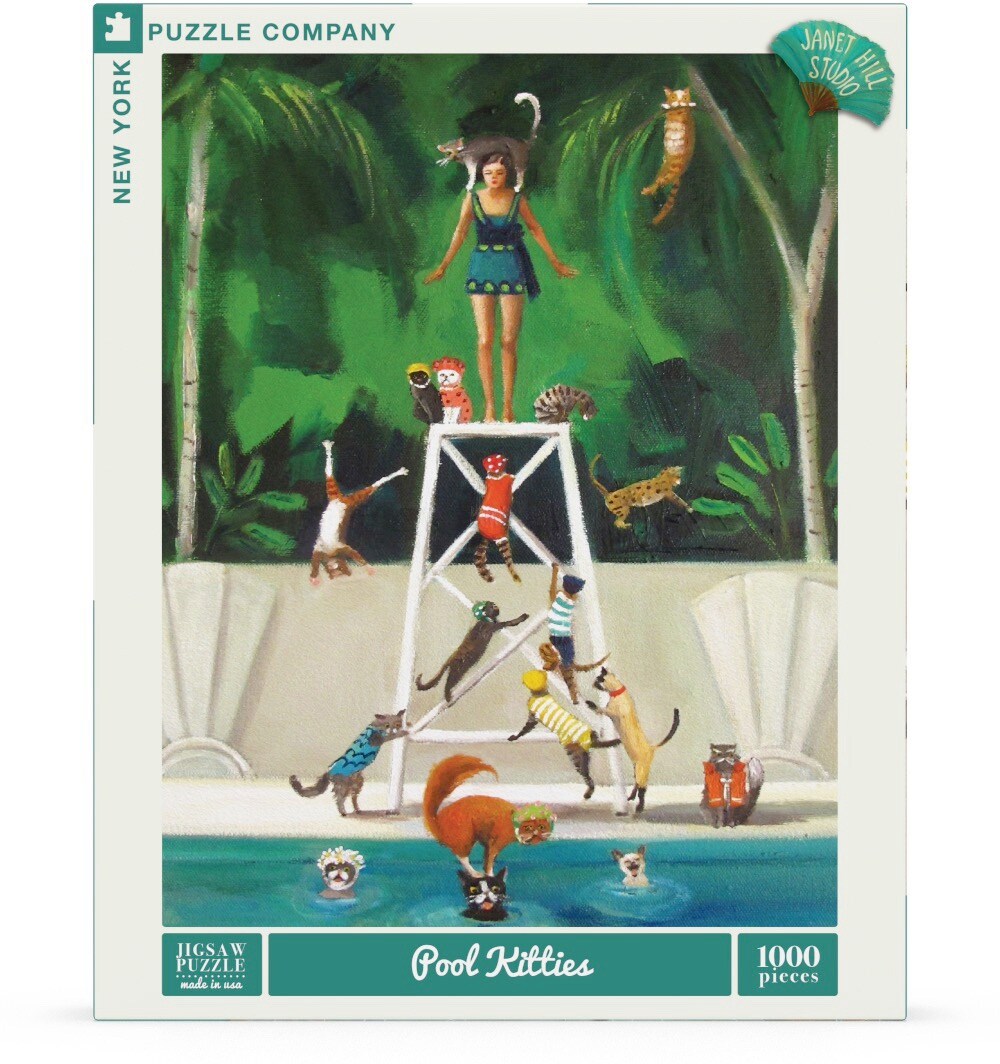 New York Puzzle Company Pool Kitties 1000 Piece Piece Jigsaw Puzzle
