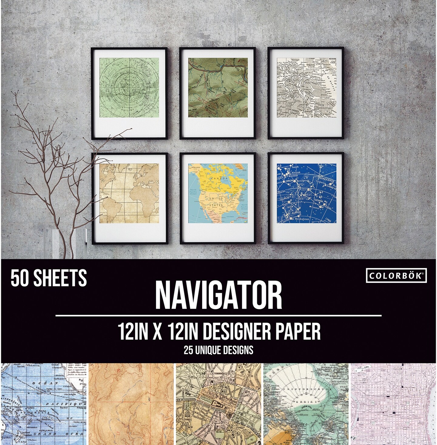 Colorbok Designer Paper Pad 12"X12"-Navigator