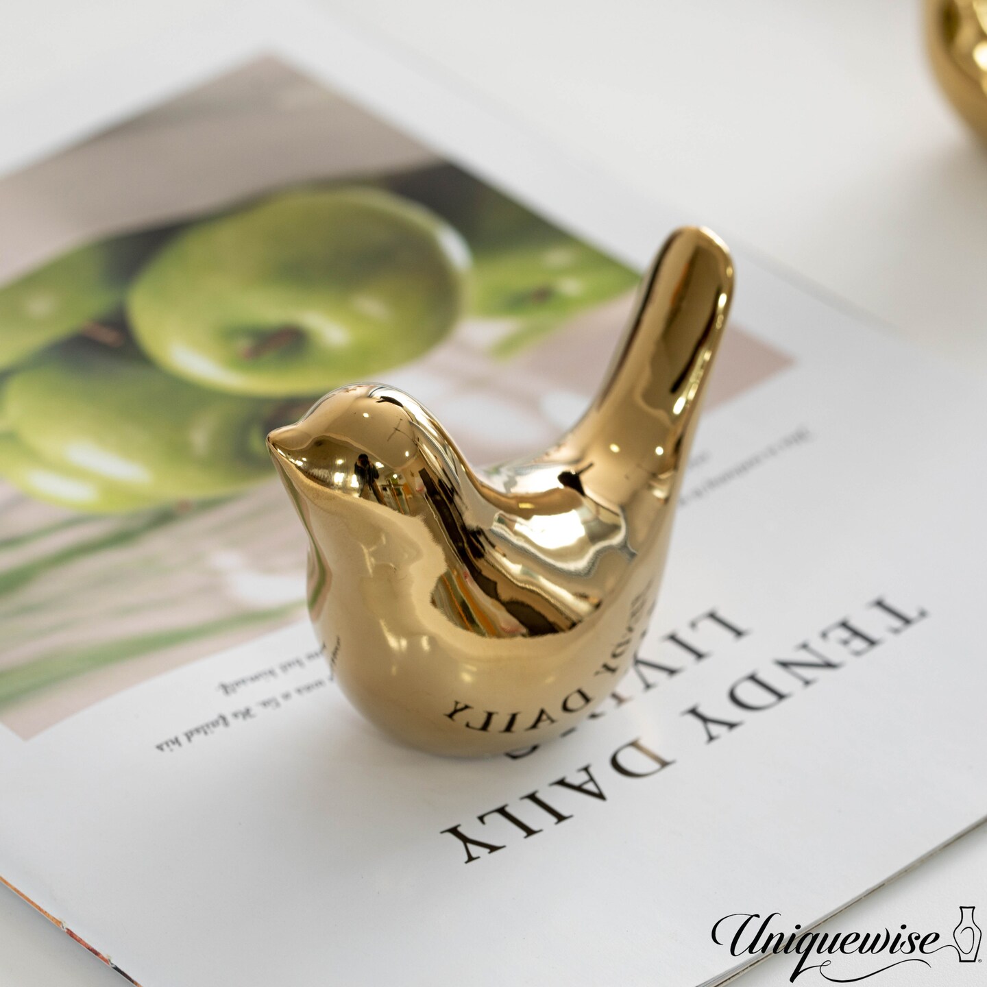 Uniquewise Gold Bird Figurine Elegant Home D&#xE9;cor