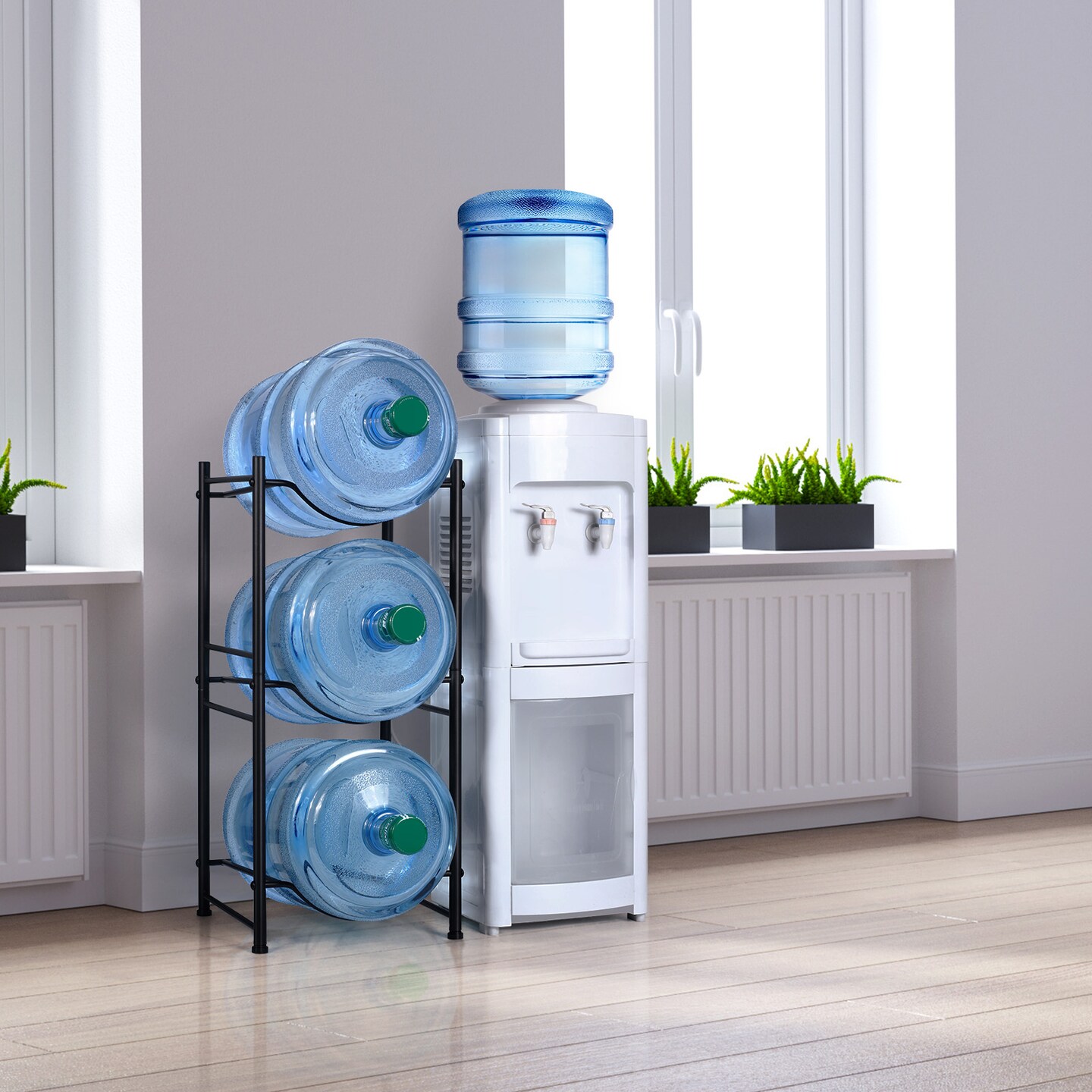 5 Gallon Water Bottle Jug Rack 3 Tier Heavy Duty Water Bottle Organizer Removable Gallon Water Bottle Jug Organizer for Kitchen Office Breakroom