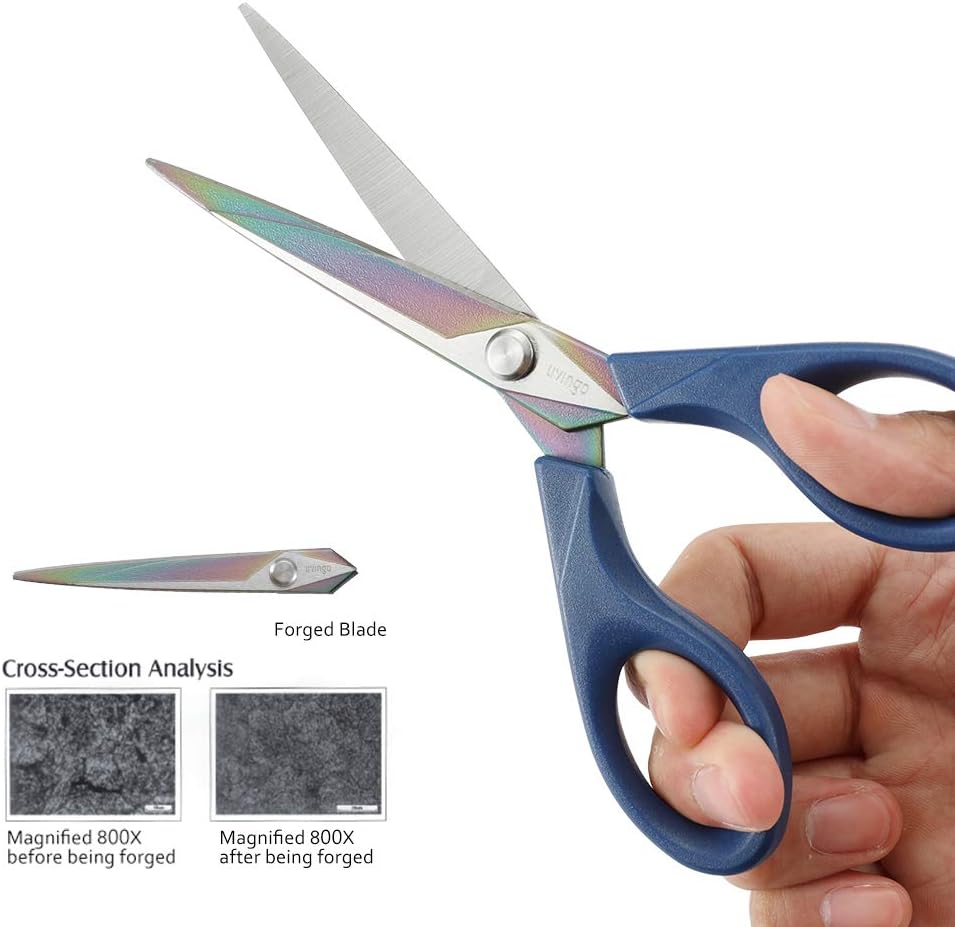 Scissors 7 Inch All Purpose Titanium Scissors Bulk 2 Pack, Left/Right Handed, Forged Stainless Steel Sharp Blade Shears Multipurpose for Home Office School Student Sewing Fabric Craft Supplies