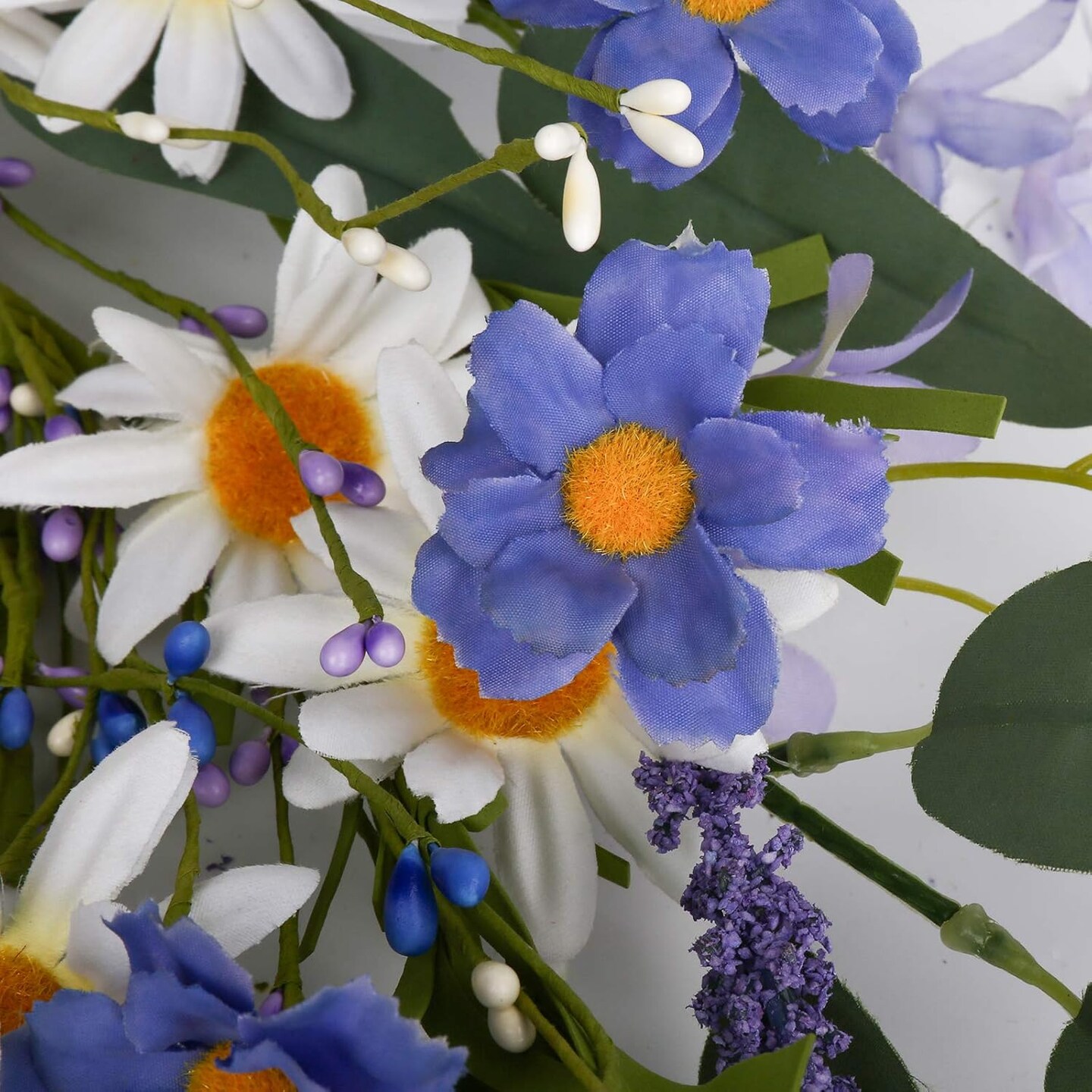 Spring Wreaths for Front Door Violet Blue and White Daisy