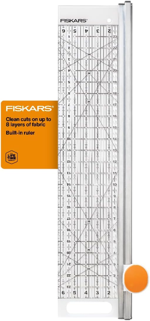 Rotary Cutter and Ruler Combo - 24&#x22;L x 6&#x22;W Fabric Cutter with Gridlines - Craft Supplies - Gray - Clear